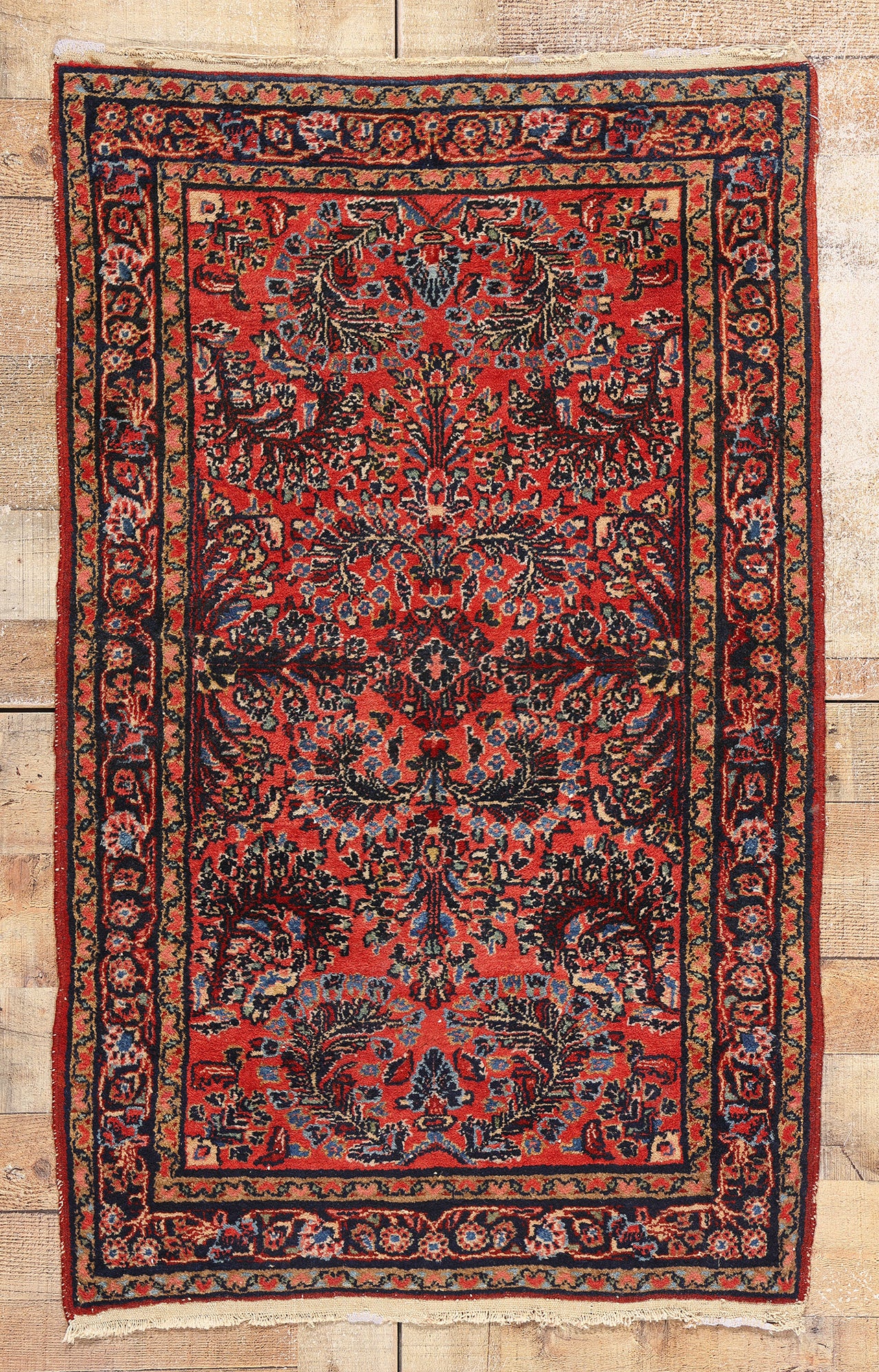 3 x 4 Antique Persian Hussainabad Hamadan Rug 78995