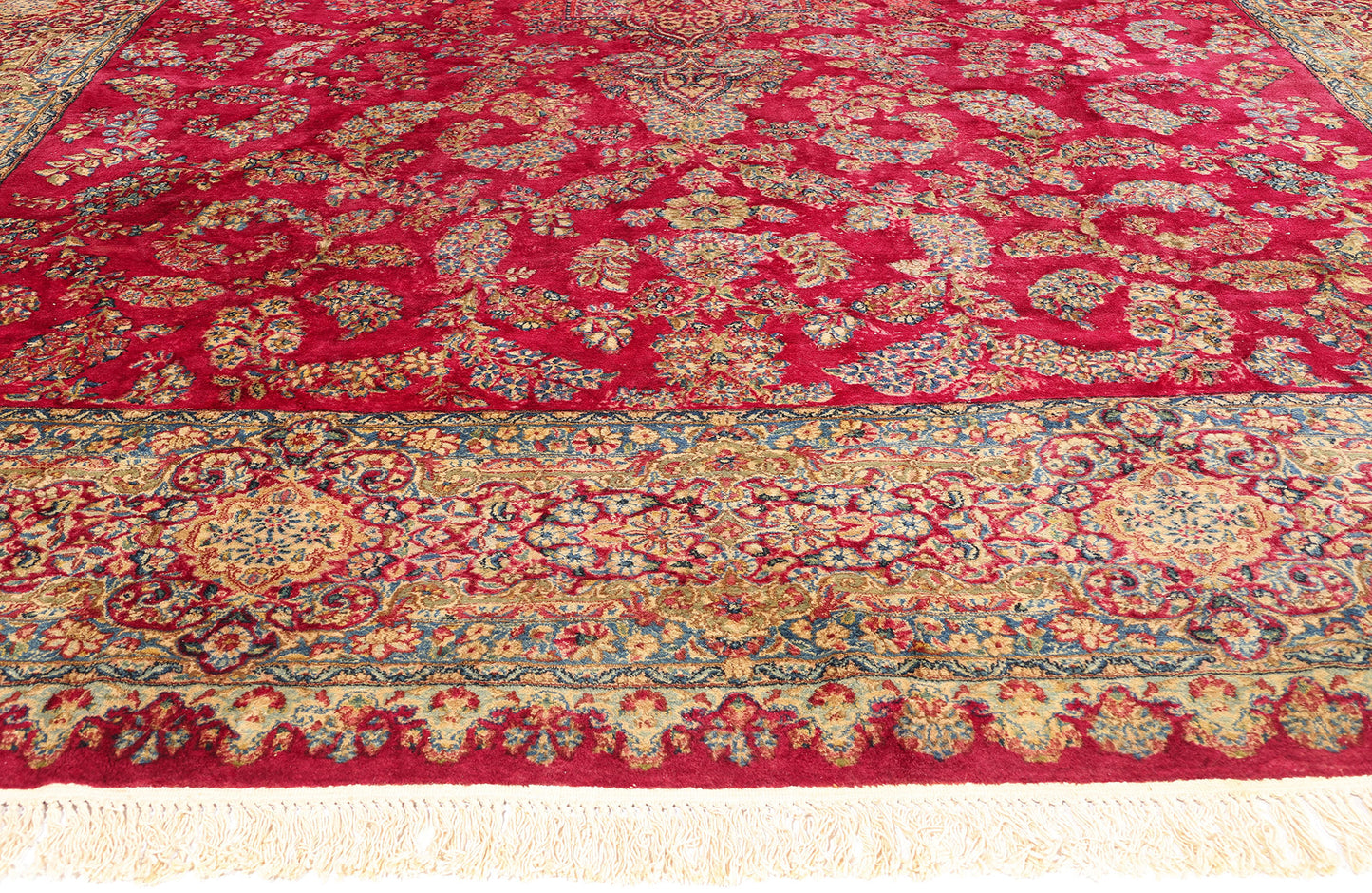 12 x 18 Antique Red Persian Kerman Rug 79162