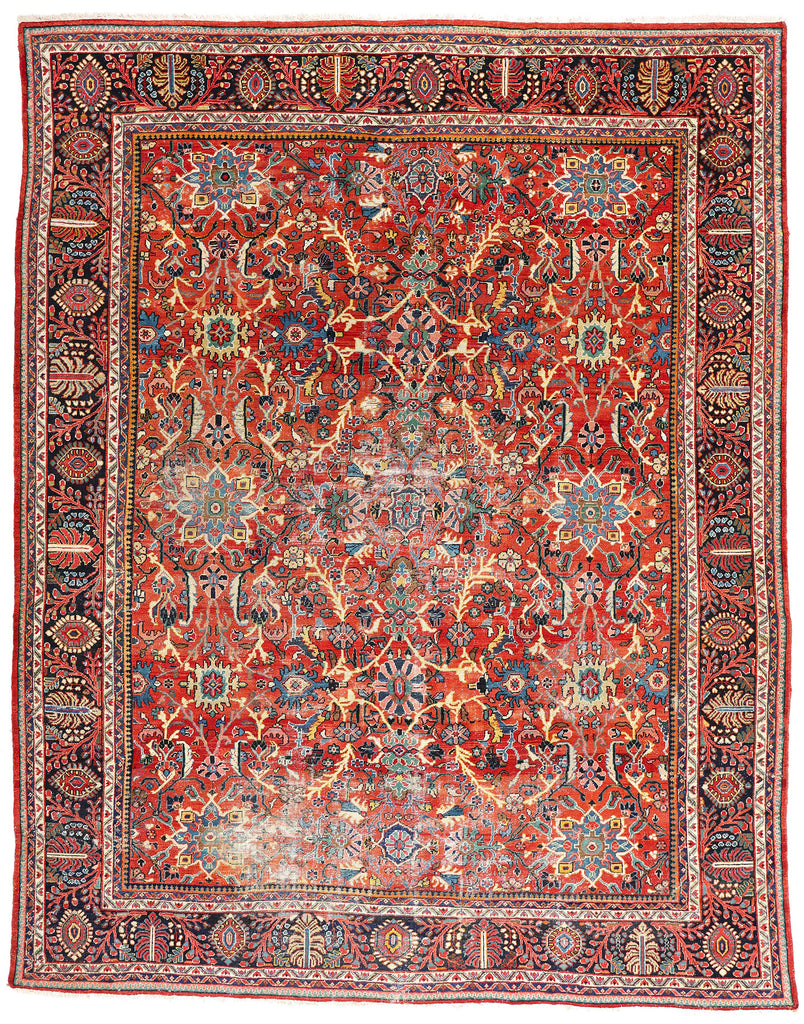 14 x 17 Antique Red Persian Mahal Rug 79269