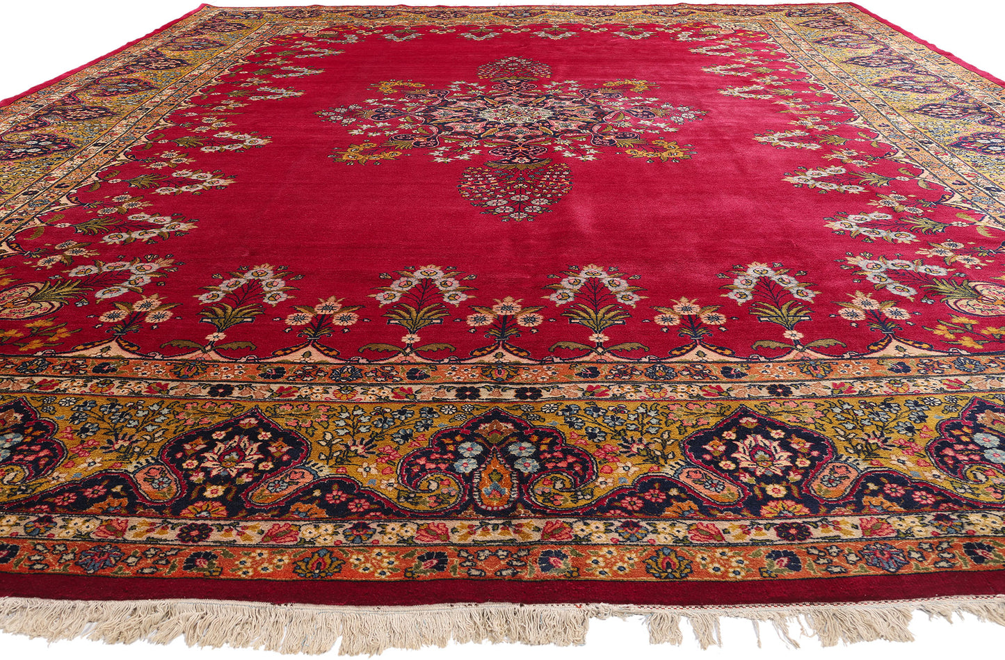 13 x 17 Antique Red Persian Mashhad Rug 79183