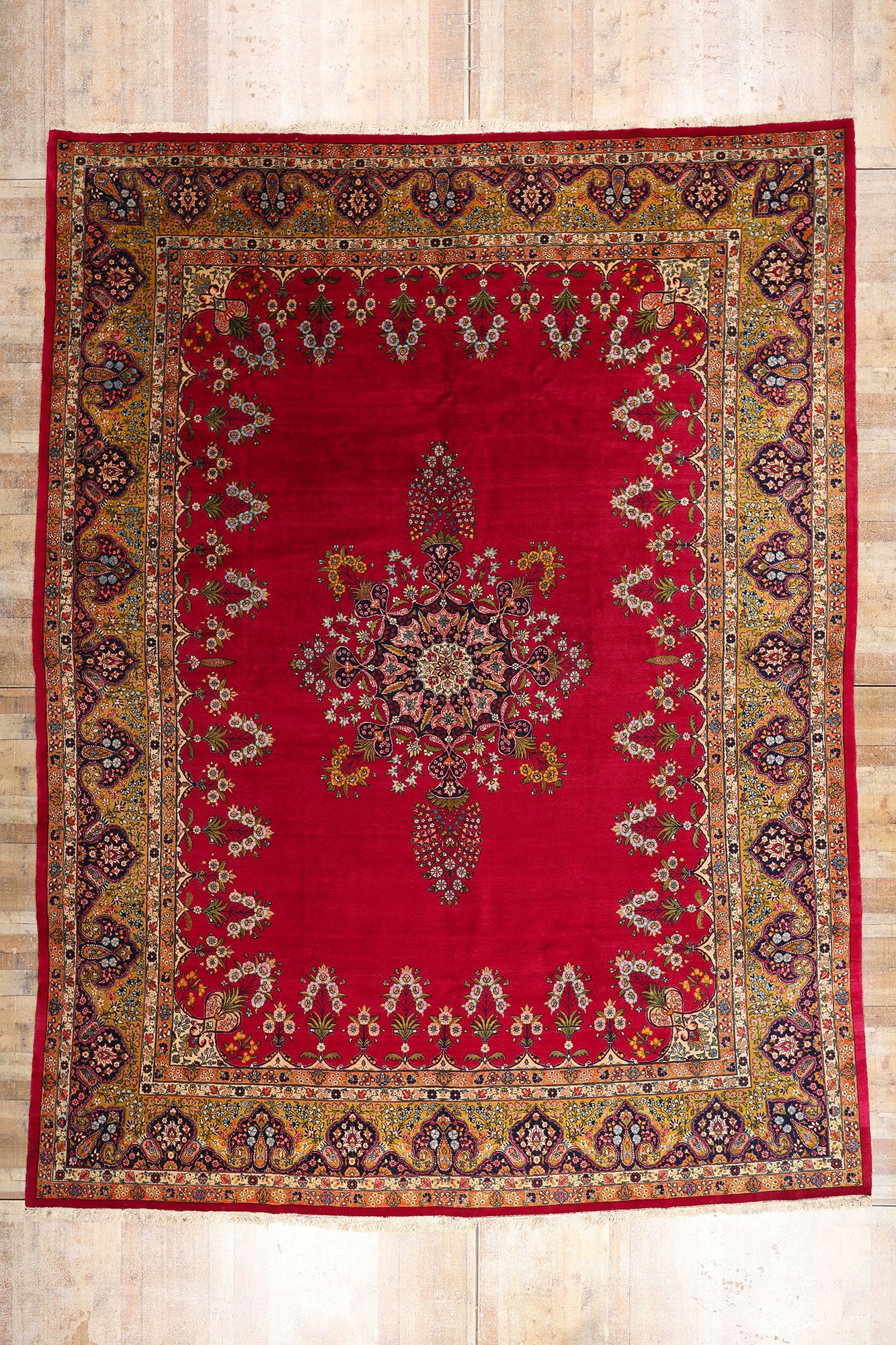 13 x 17 Antique Red Persian Mashhad Rug 79183