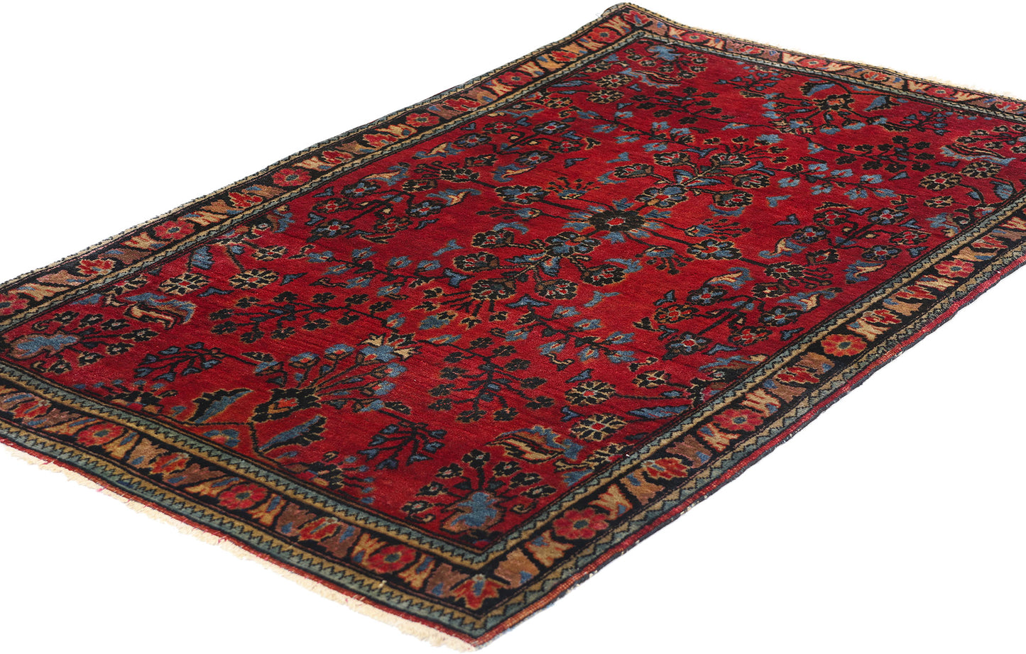 2 x 4 Antique Red Persian Sarouk Rug 79010