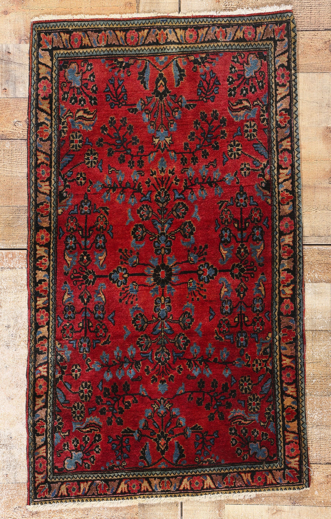 2 x 4 Antique Red Persian Sarouk Rug 79010