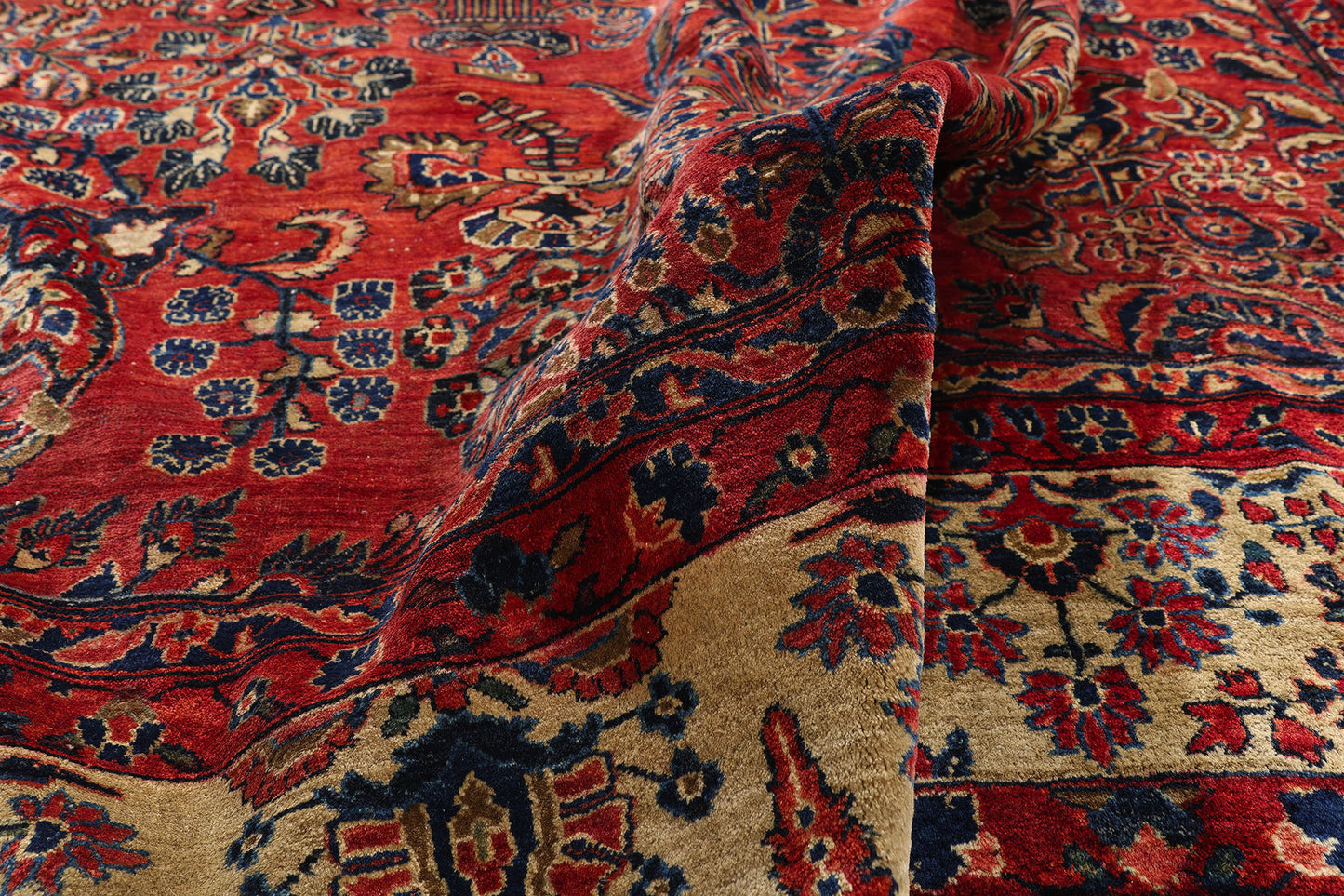 9 x 16 Antique Red Persian Sarouk Rug 79222