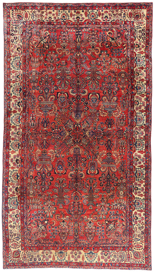 9 x 16 Antique Red Persian Sarouk Rug 79222