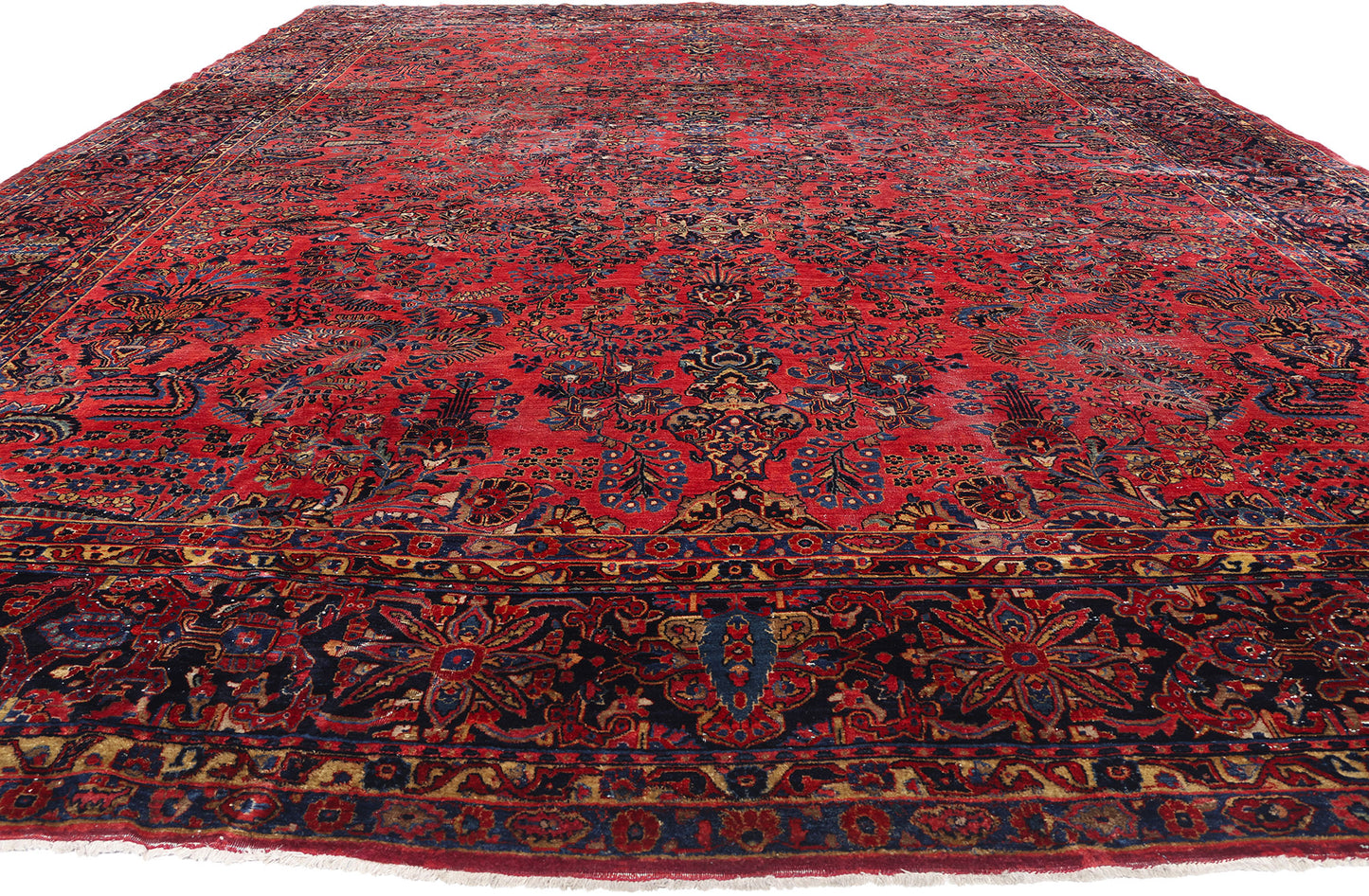 13 x 19 Antique Red Persian Sarouk Rug 79124