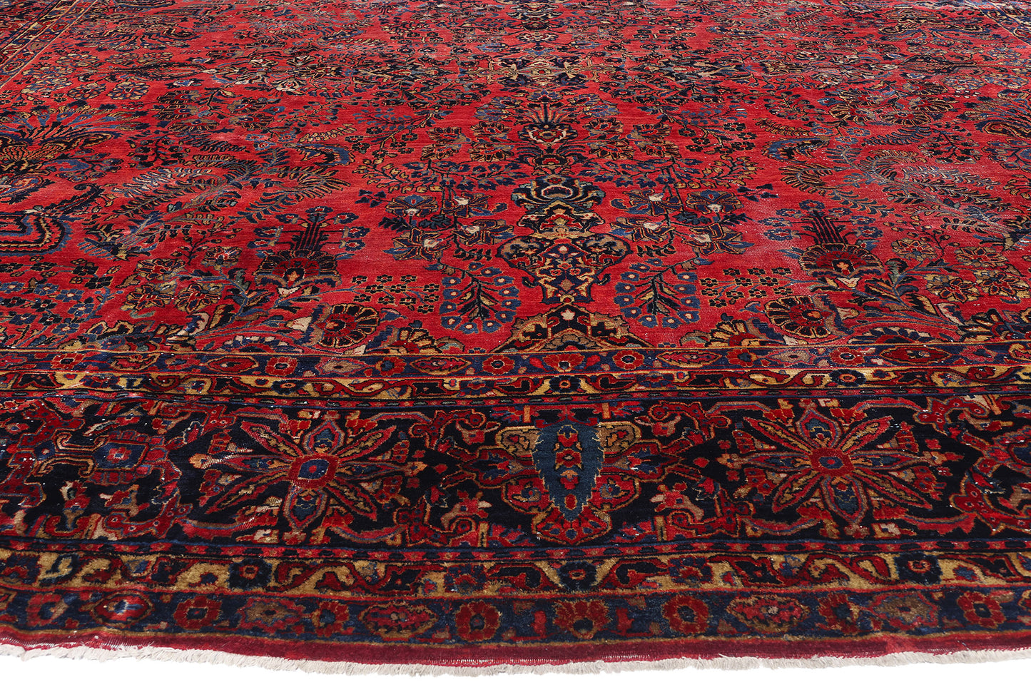 13 x 19 Antique Red Persian Sarouk Rug 79124