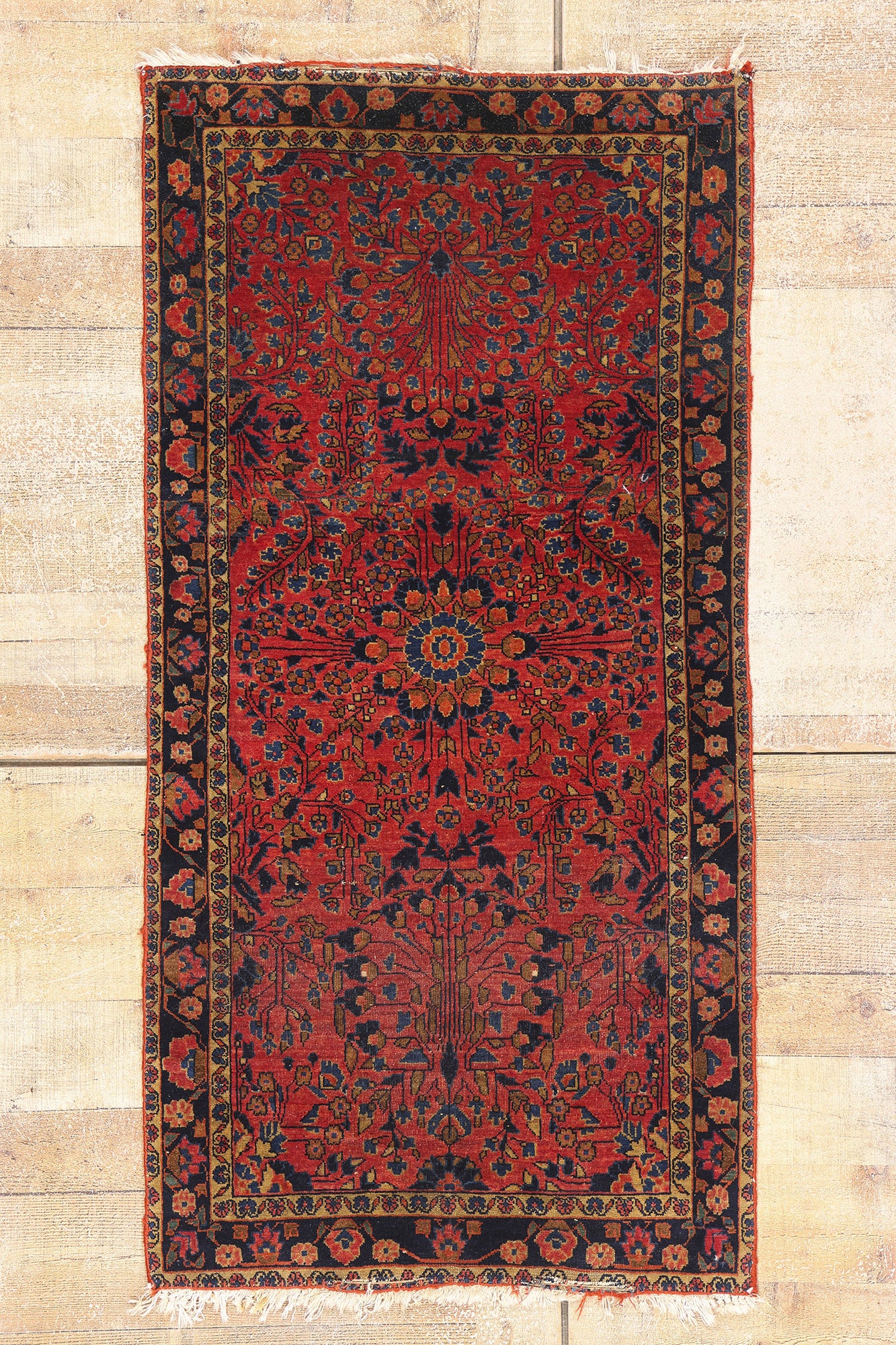 2 x 5 Antique Red Persian Sarouk Rug 79285