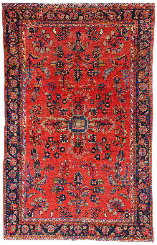 6 x 10 Antique Red Persian Mohajeran Sarouk Rug 79184