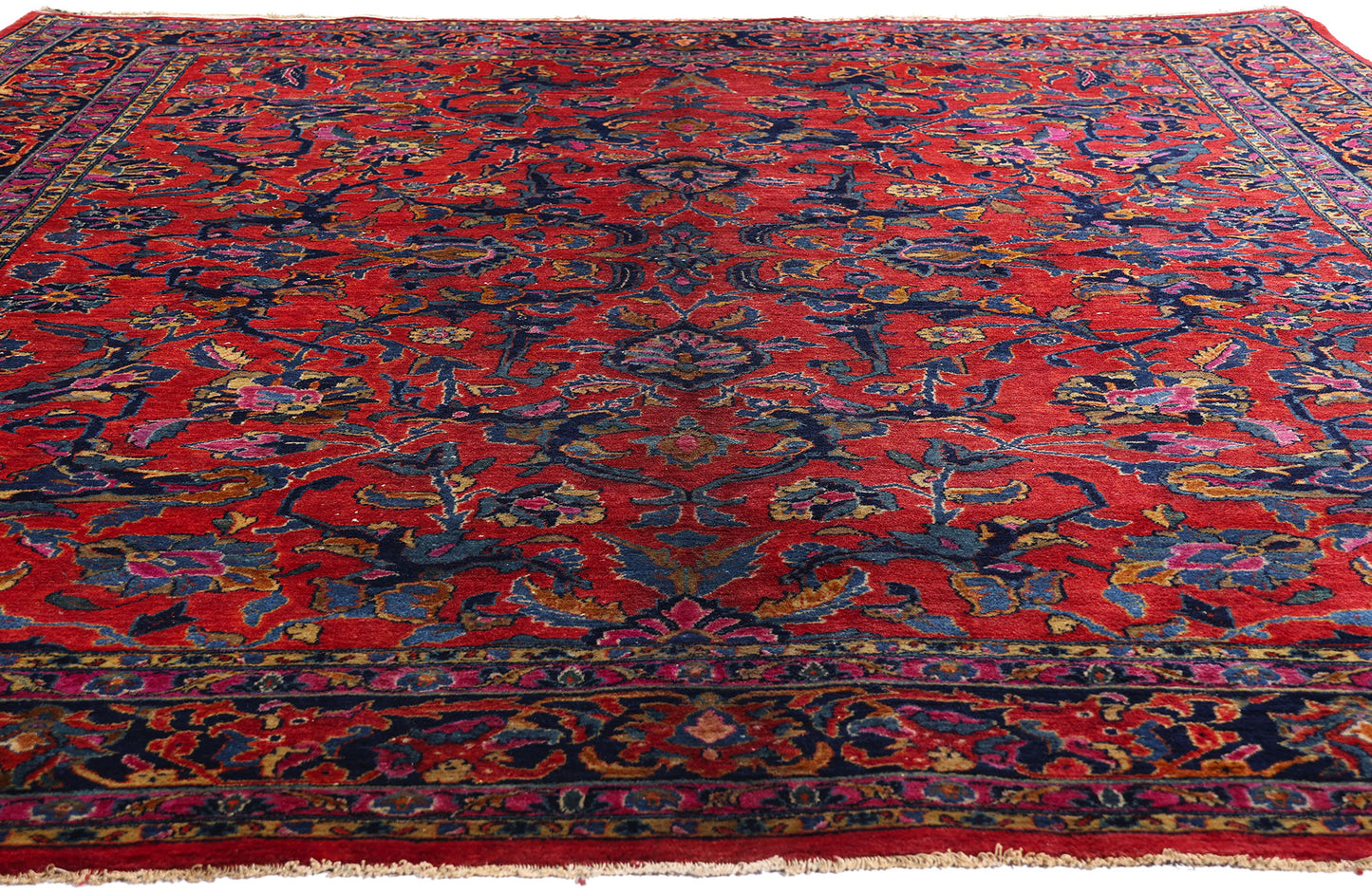 9 x 11 Antique Red Persian Mohajeran Sarouk Rug 79263