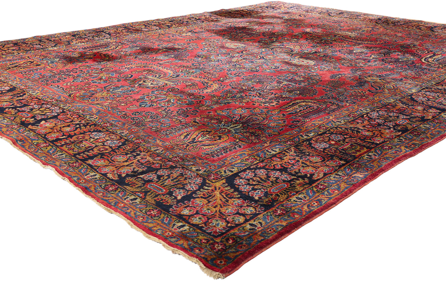 9 x 11 Antique Red Persian Sarouk Rug 79225