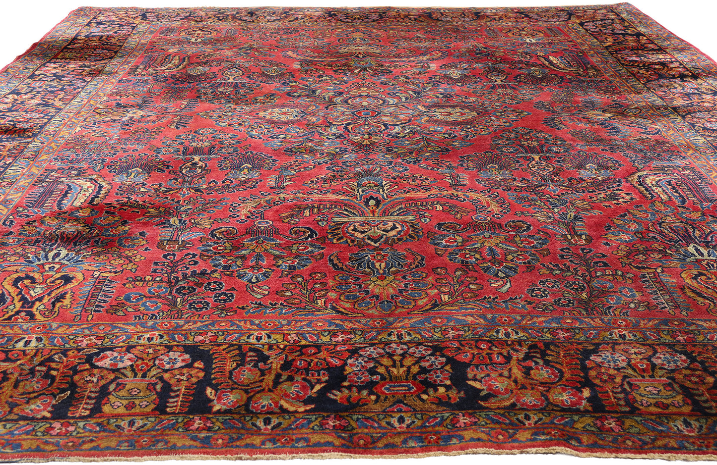 9 x 11 Antique Red Persian Sarouk Rug 79225