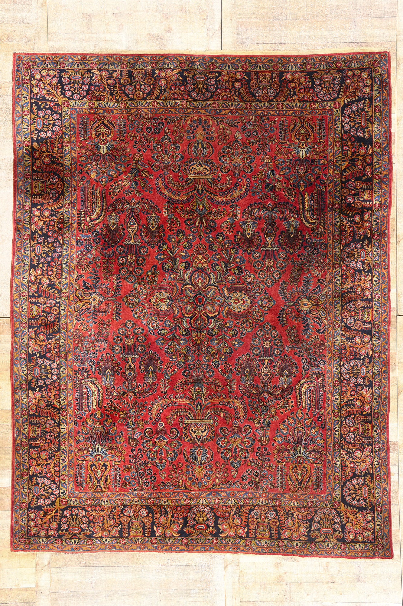 9 x 11 Antique Red Persian Sarouk Rug 79225