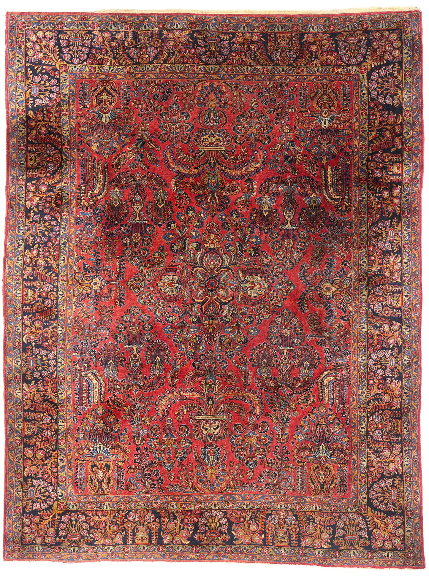 9 x 11 Antique Red Persian Sarouk Rug 79225