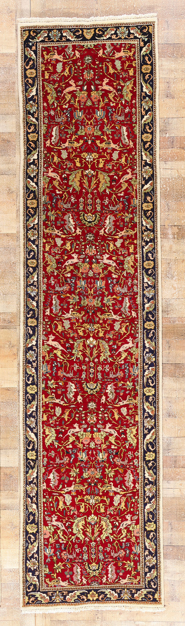 3 x 13 Antique Red Persian Tabriz Rug 90033