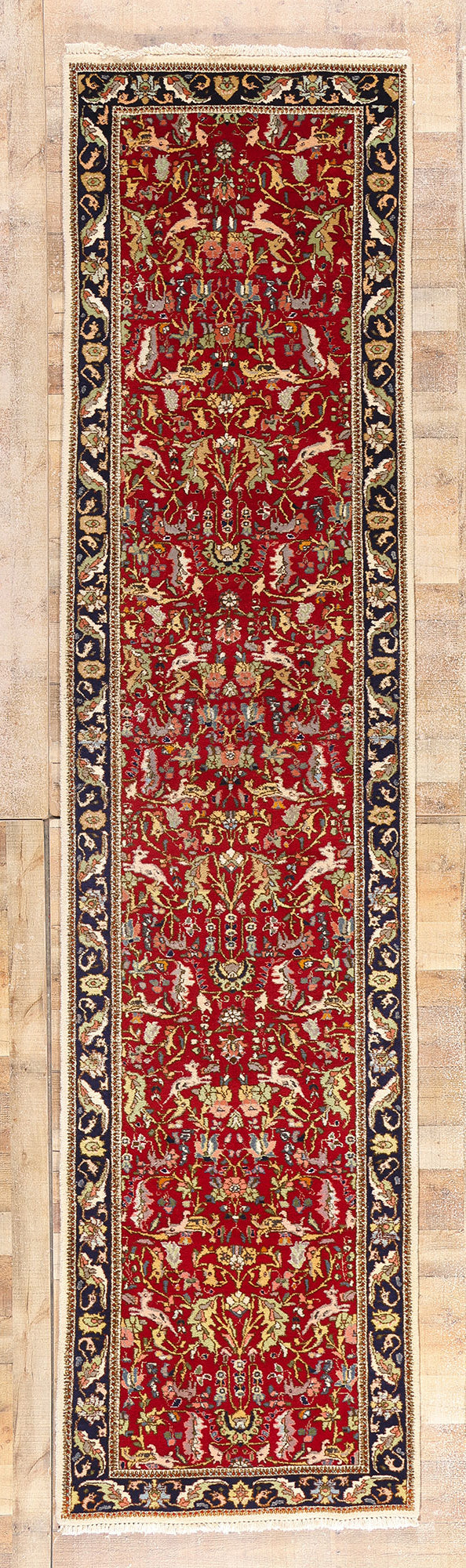 3 x 13 Antique Red Persian Tabriz Rug 90034