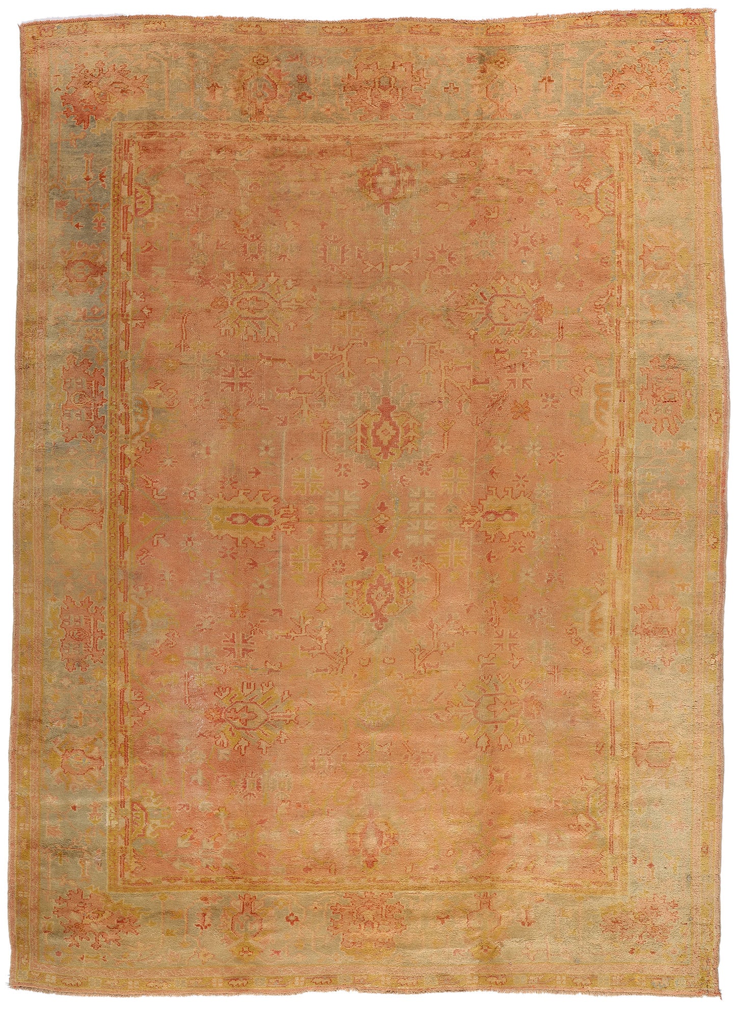 10 x 14 - Pink Antique Turkish Oushak Rug - 73159