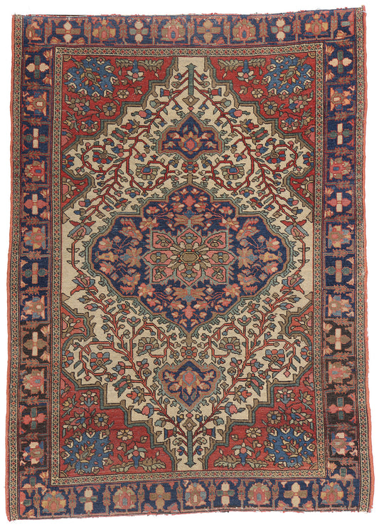 4 x 5 Antique Persian Farahan Rug 78971