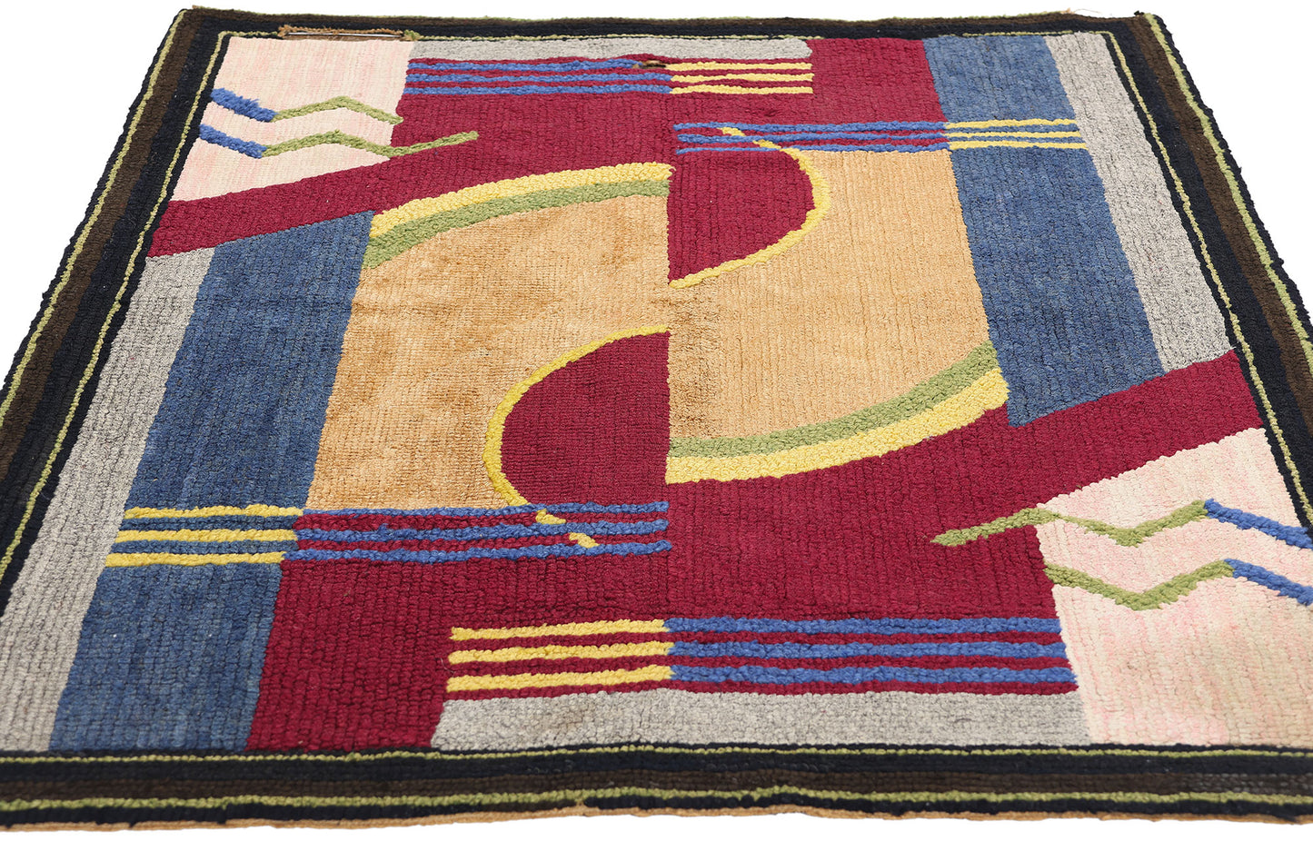 3 x 4 Art Deco Bauhaus American Hooked Rug 79114