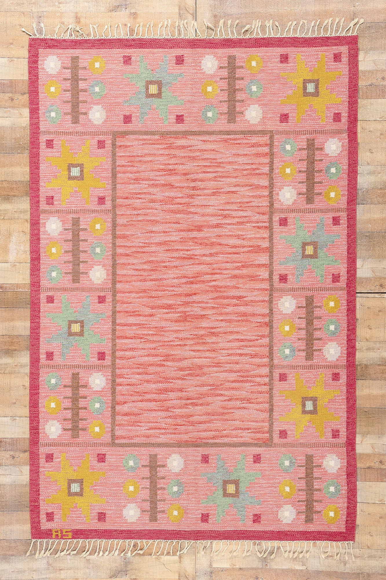 6 x 10 Astrid Sampe Vintage Swedish Rollakan Rug 79055