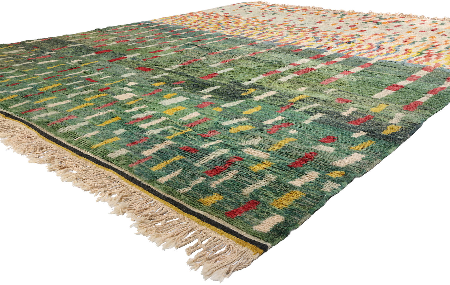 12 x 14 Modern Green Beni Mrirt Moroccan Rug 79134