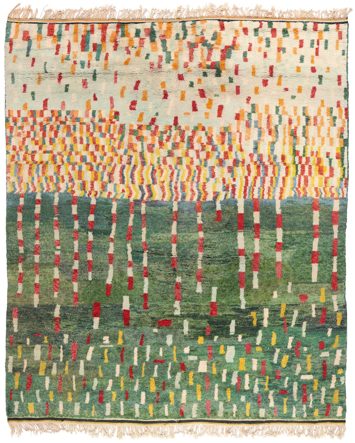 12 x 14 Modern Green Beni Mrirt Moroccan Rug 79134