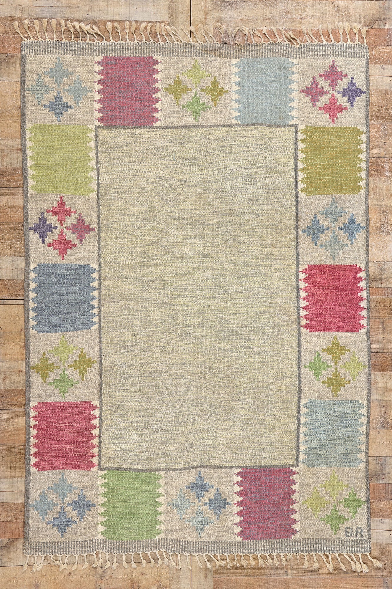 5 x 8 Bitte Ahlgren Vintage Swedish Rollakan Rug 79048