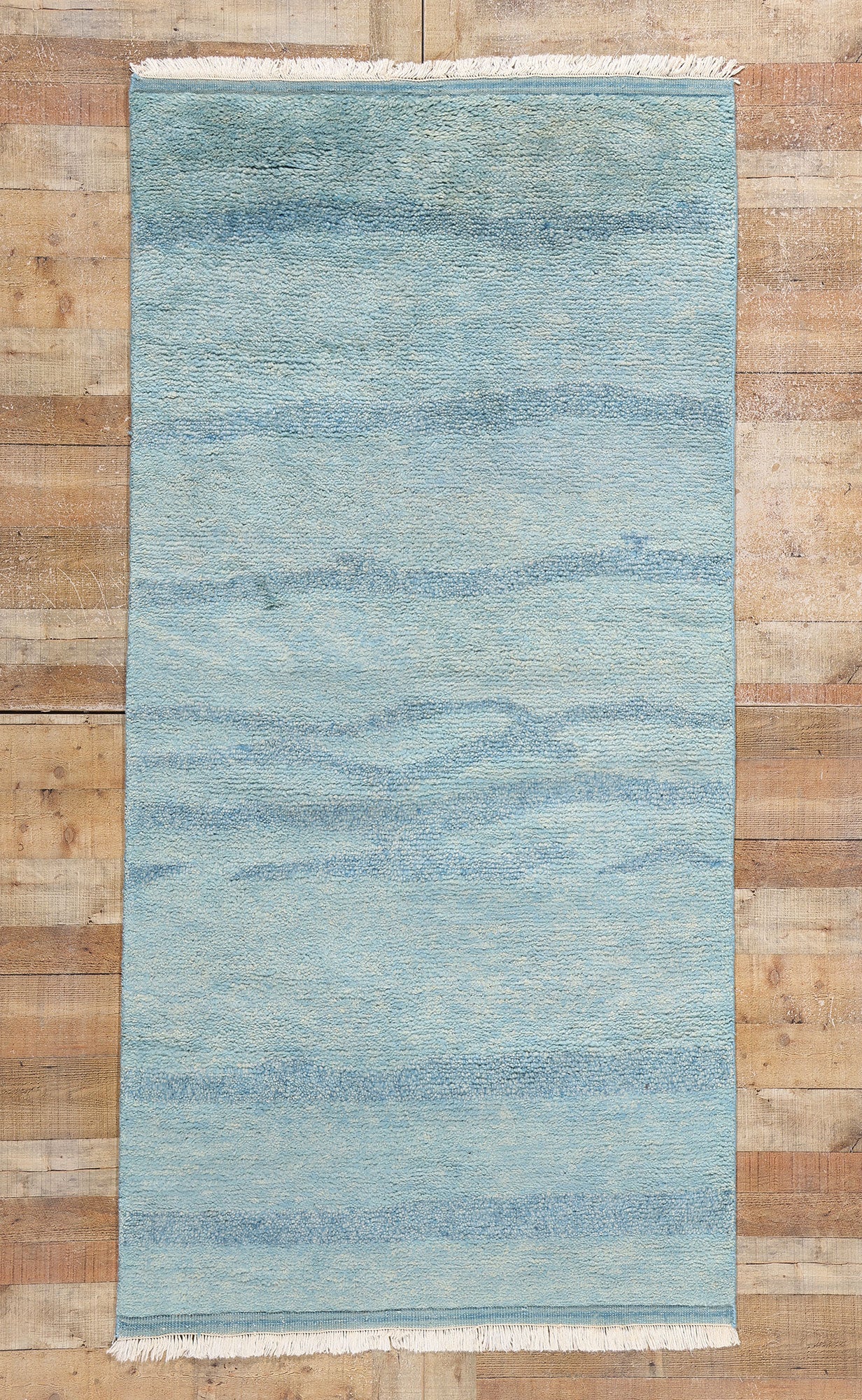 4 x 8 Tranquil Tides Modern Blue Moroccan Rug 31308
