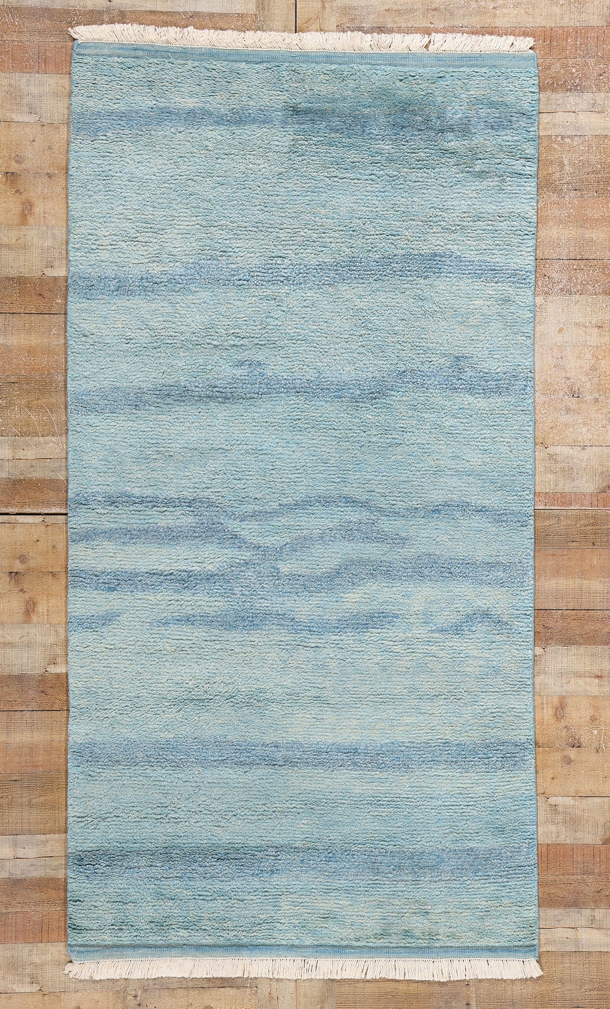 4 x 8 Tranquil Tides Modern Blue Moroccan Rug 31309