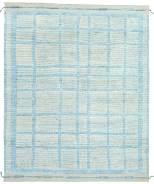 8 x 10 Cubist Azure Grid Modern Moroccan Rug 31245