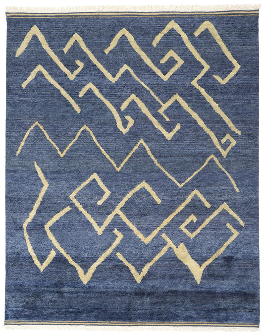 8 x 10 Azure Cascade Modern Blue Moroccan Rug 31207