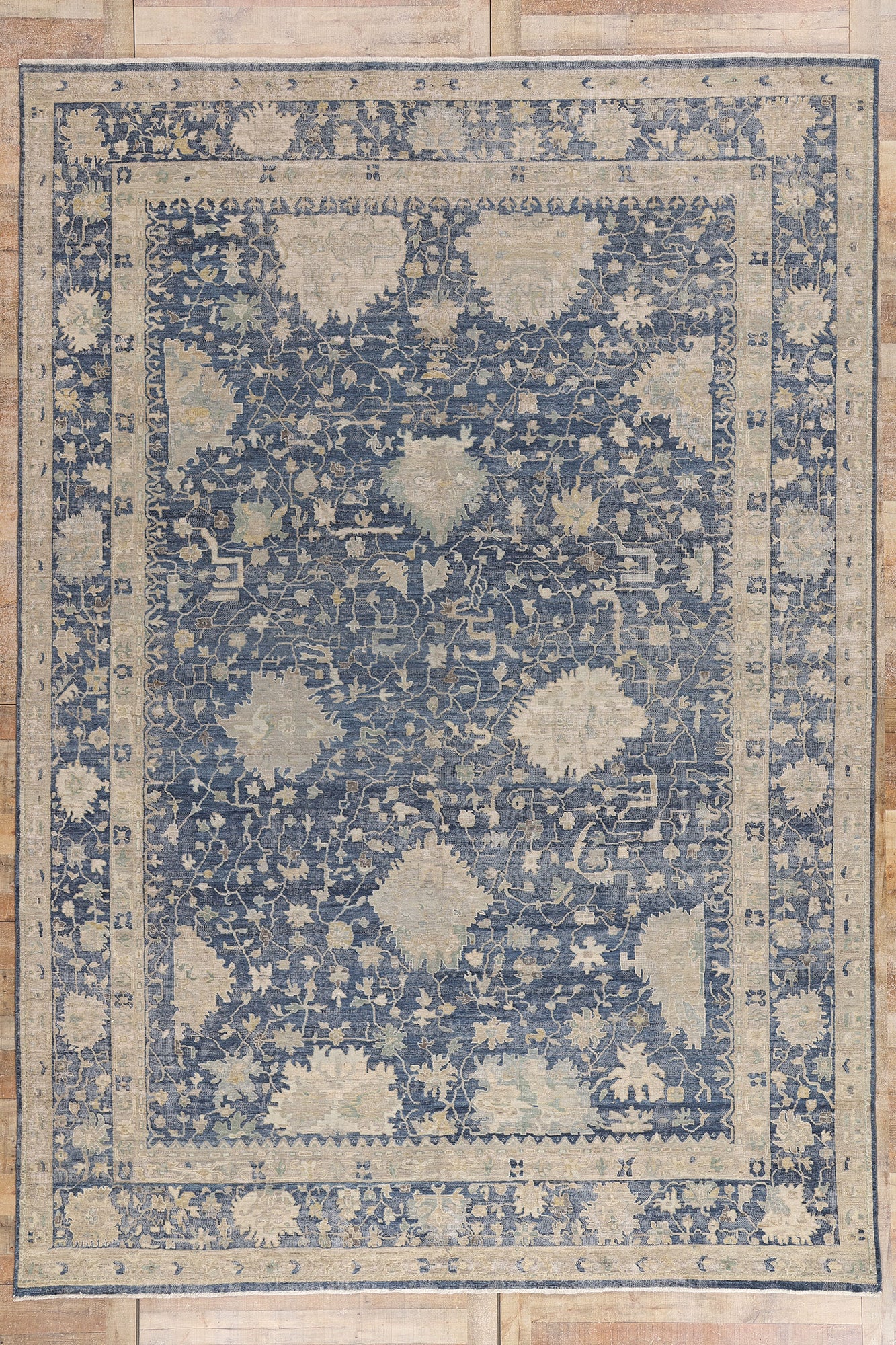 10 x 14 - Blue Modern Oushak Rug - 30711