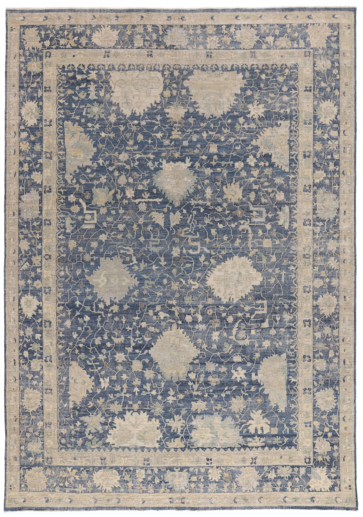 Blue-Oushak-Rug-10x14-Modern-Distressed-Carpet-30711