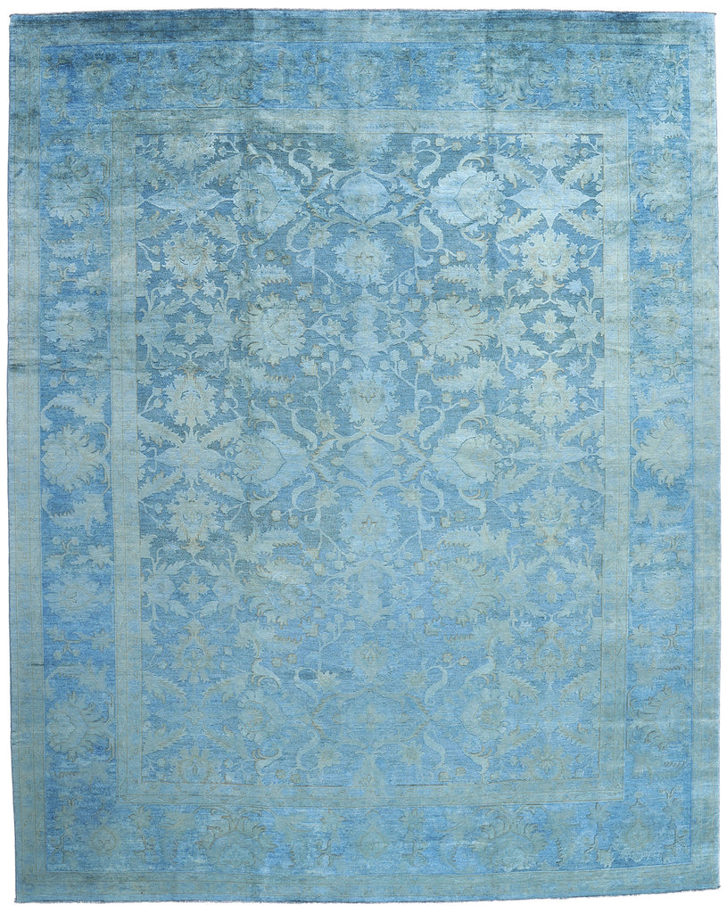 12 x 15 Hand-Carved Textured Blue Overdyed Rug 80935