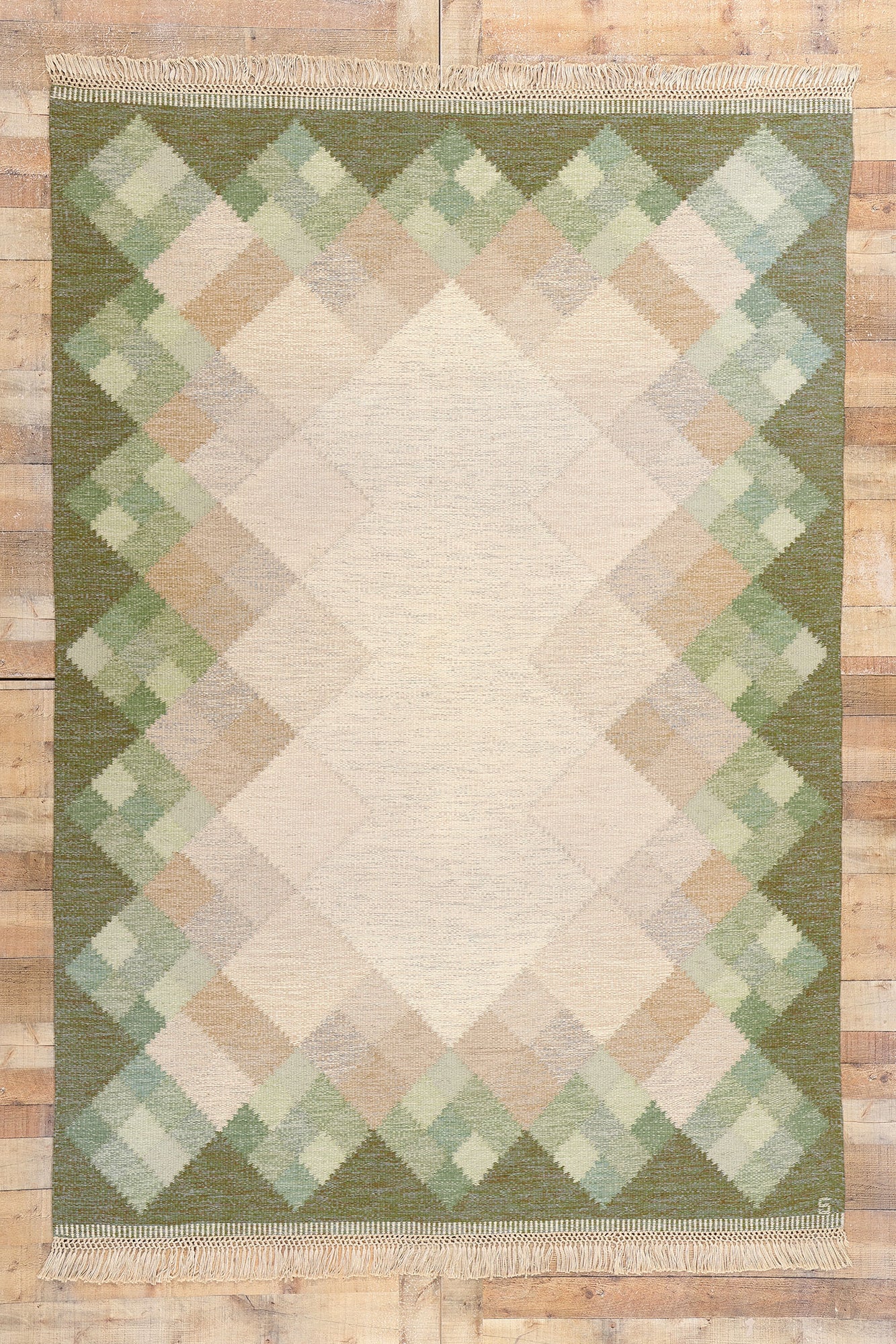 6 x 9 Brita Svefors Vintage Swedish Rollakan Rug 79027