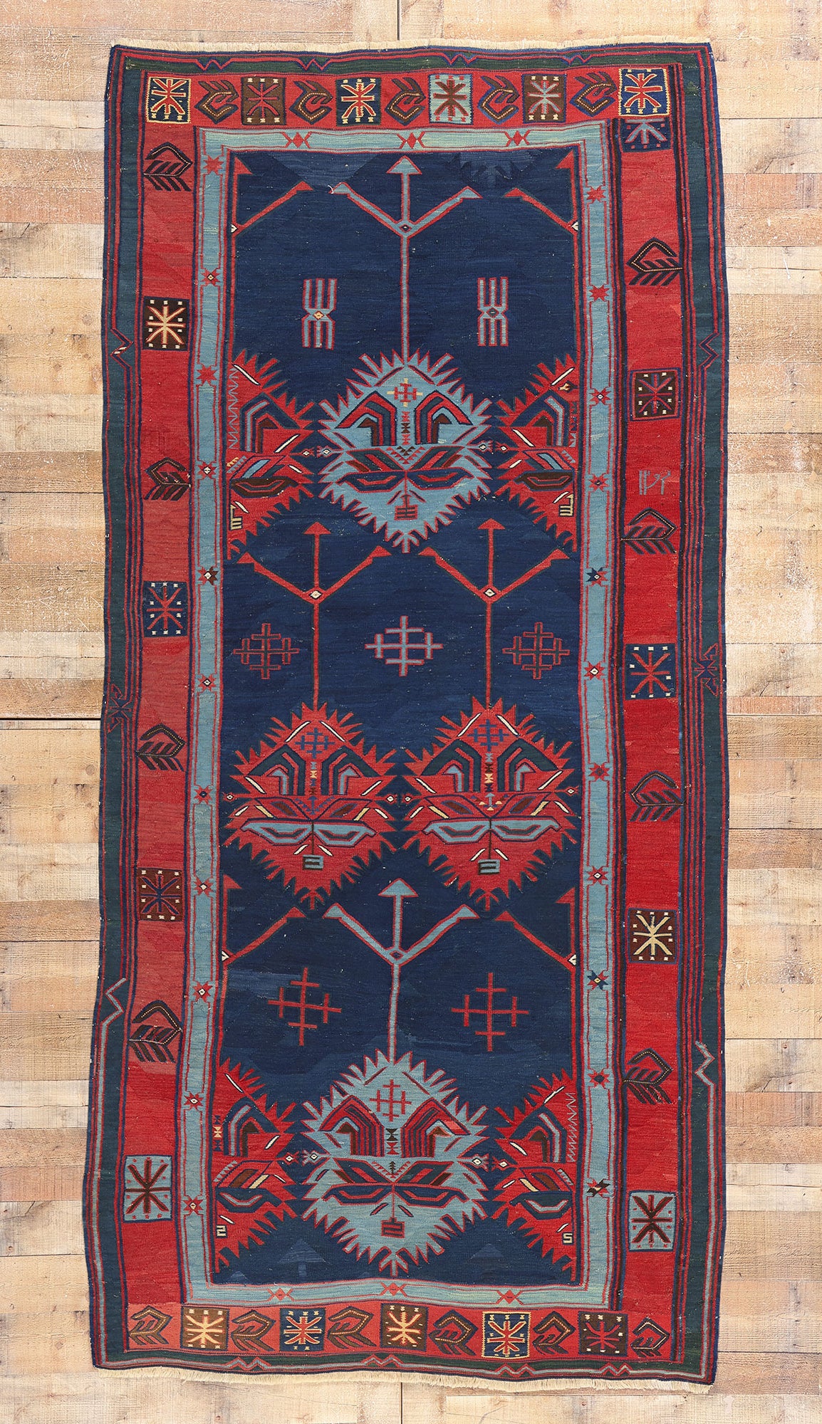 5 x 10 Antique Caucasian Avar Kilim Rug 78944