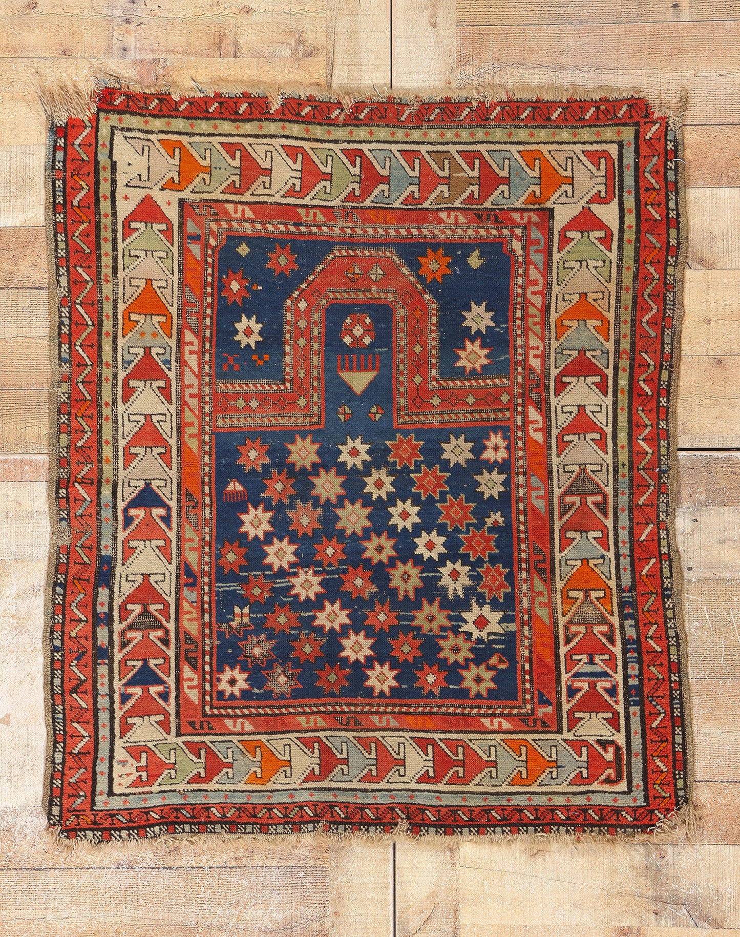 3 x 4 Antique Caucasian Kazak Prayer Rug 78977