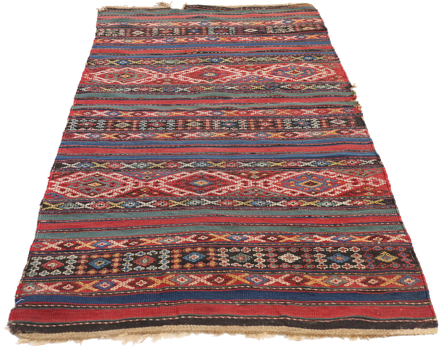 2 x 7 Antique Caucasian Shahsavan Jajim Kilim Rug 78943