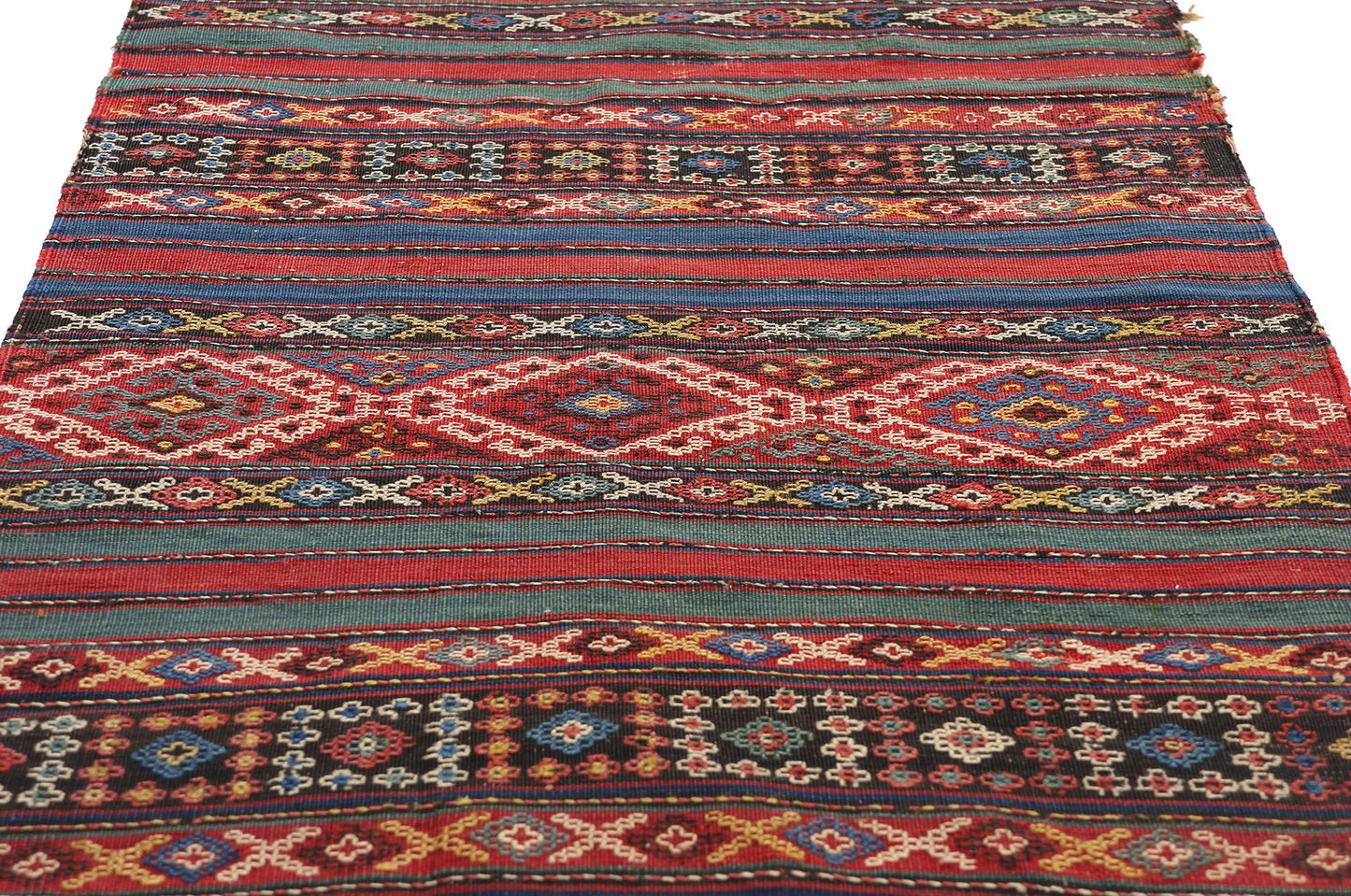 2 x 7 Antique Caucasian Shahsavan Jajim Kilim Rug 78943