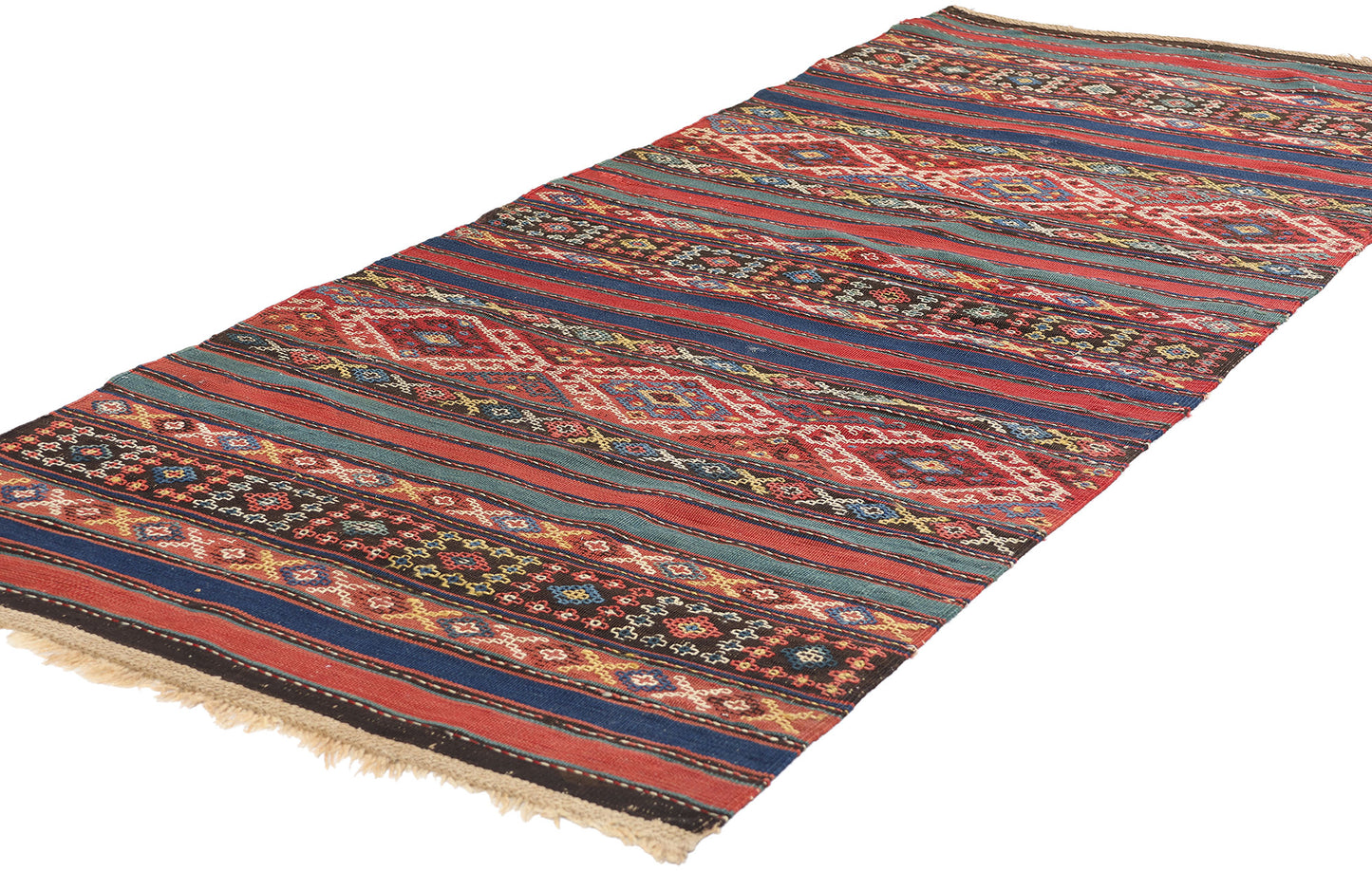 3 x 7 Antique Caucasian Shahsavan Jajim Kilim Rug 78950