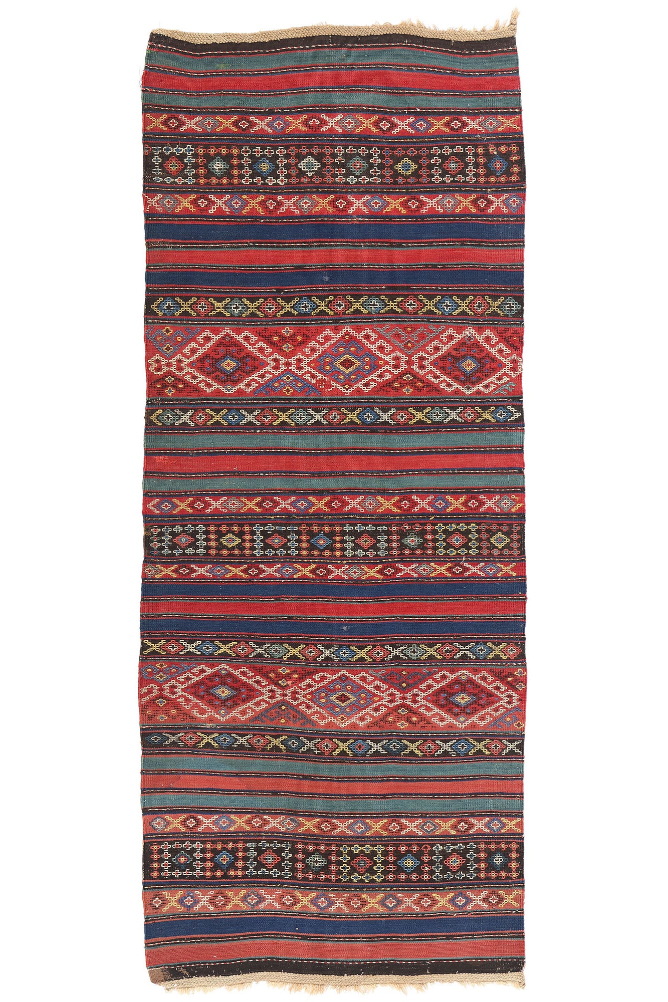 3 x 7 Antique Caucasian Shahsavan Jajim Kilim Rug 78950