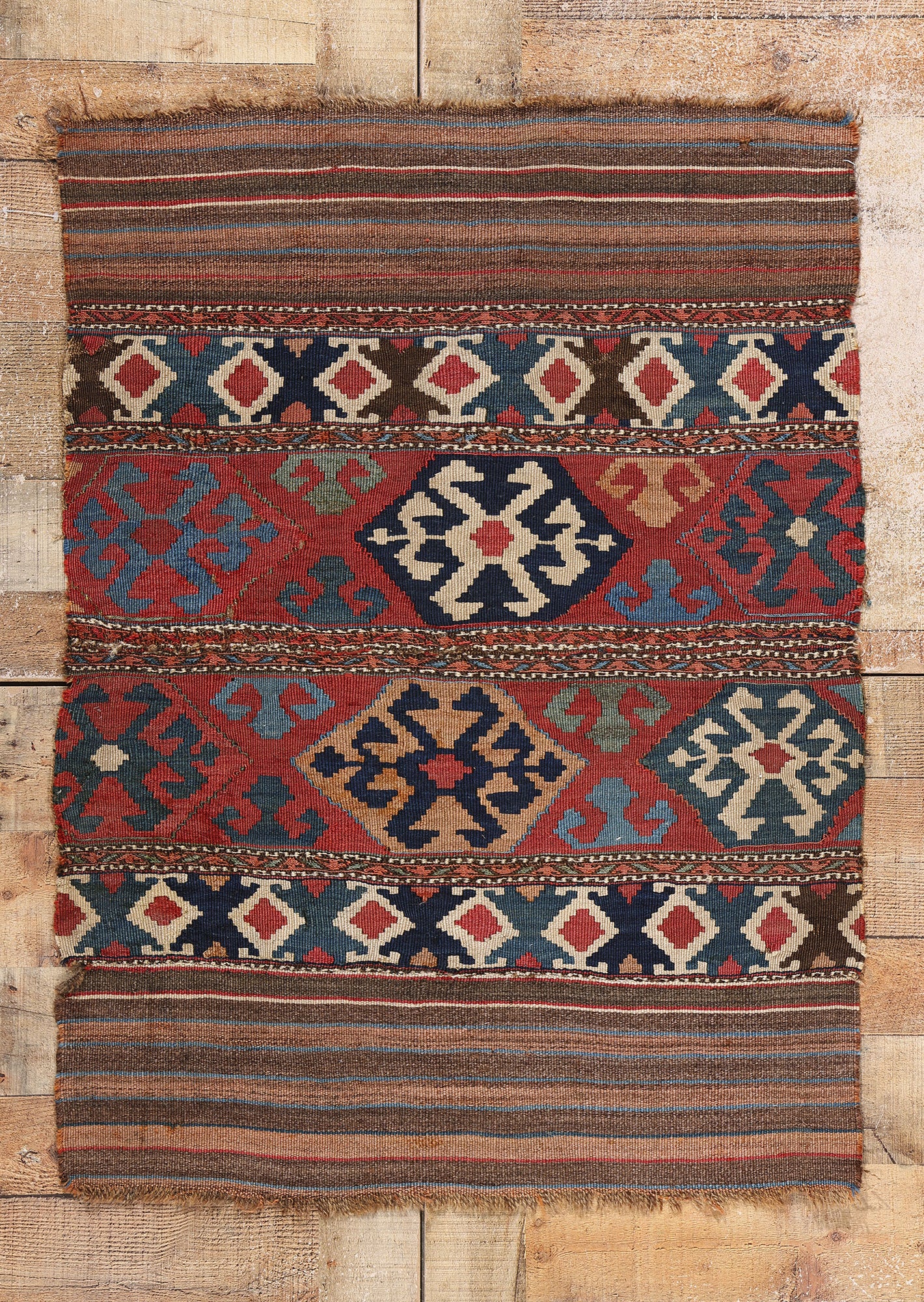 3 x 4 Antique Caucasian Shirvan Kilim Rug 78941