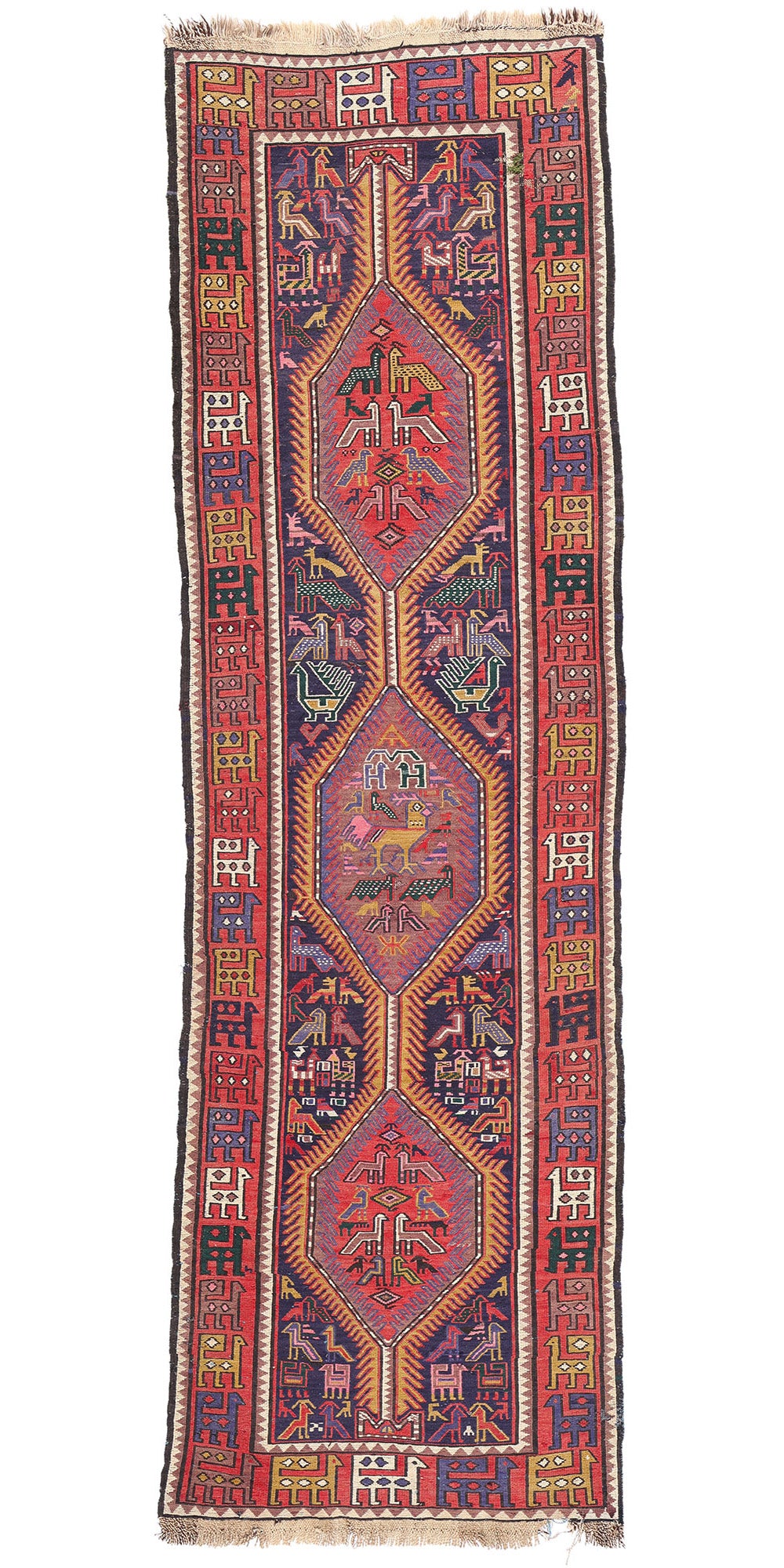3 x 10 Antique Caucasian Soumak Rug 78937