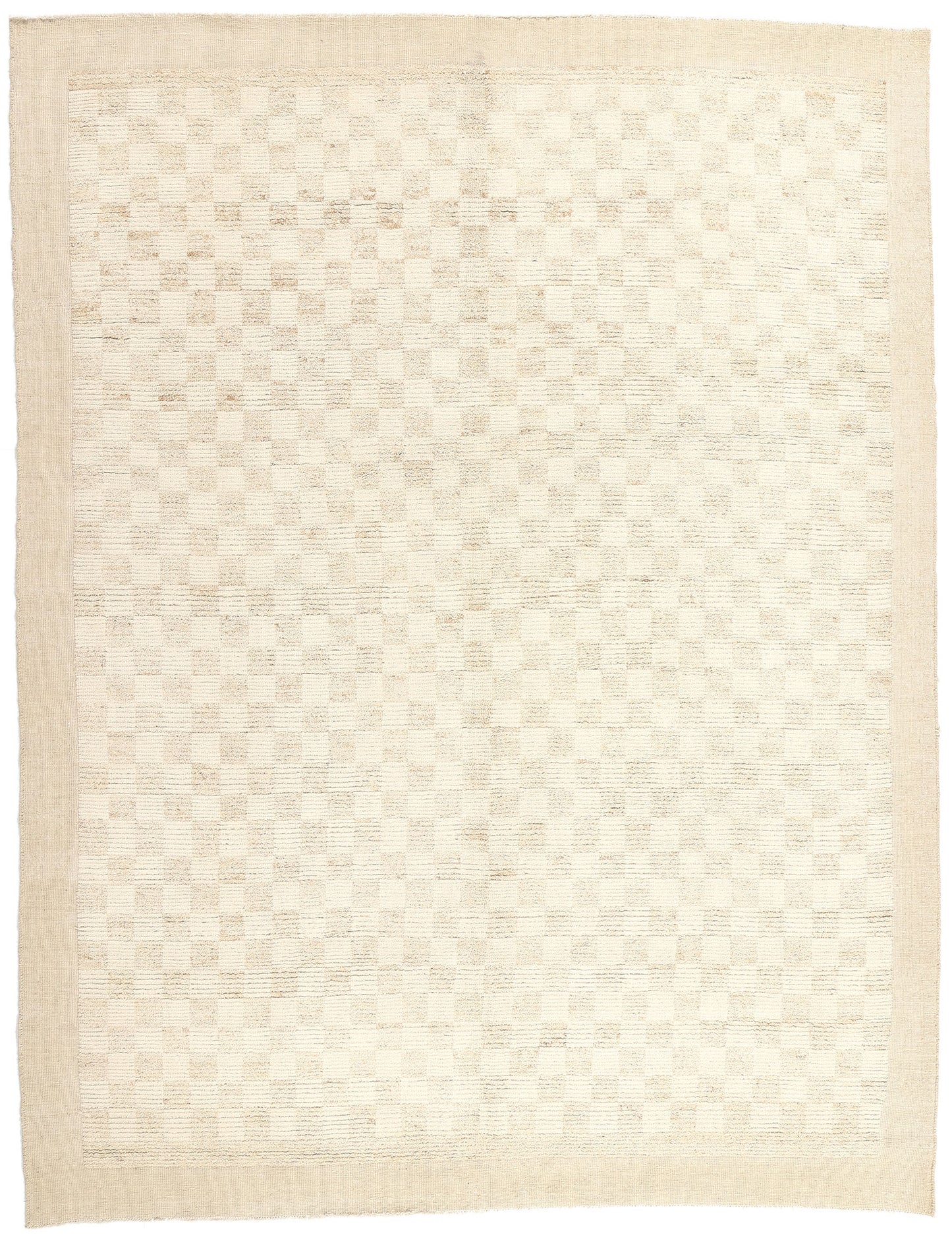 9 x 12 Modern Beige Checkered Moroccan Rug 81071