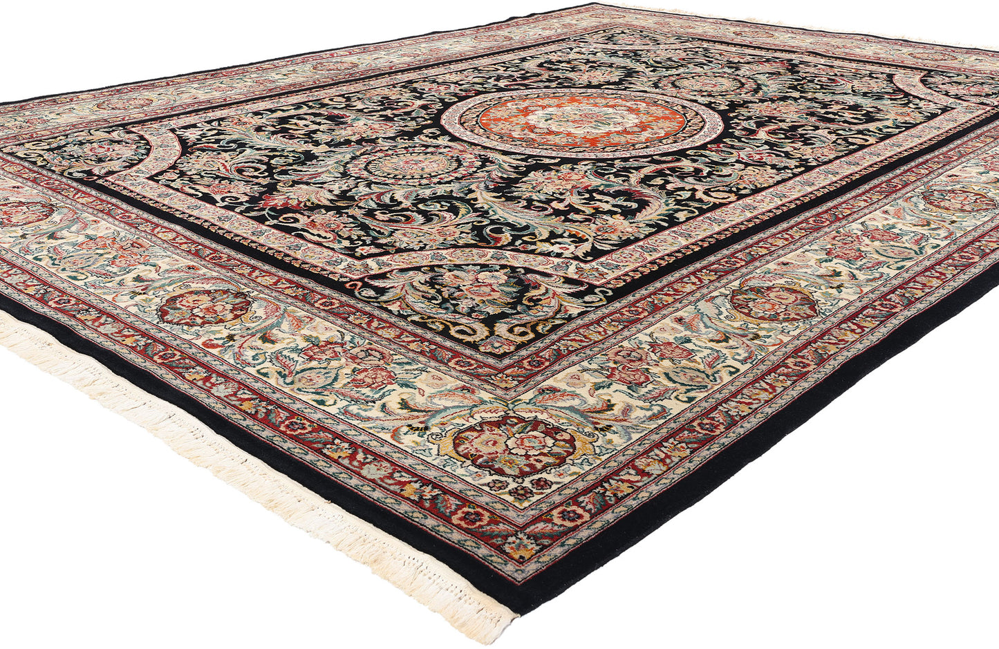 9 x 12 Vintage Black Chinese Savonnerie Rug 79095