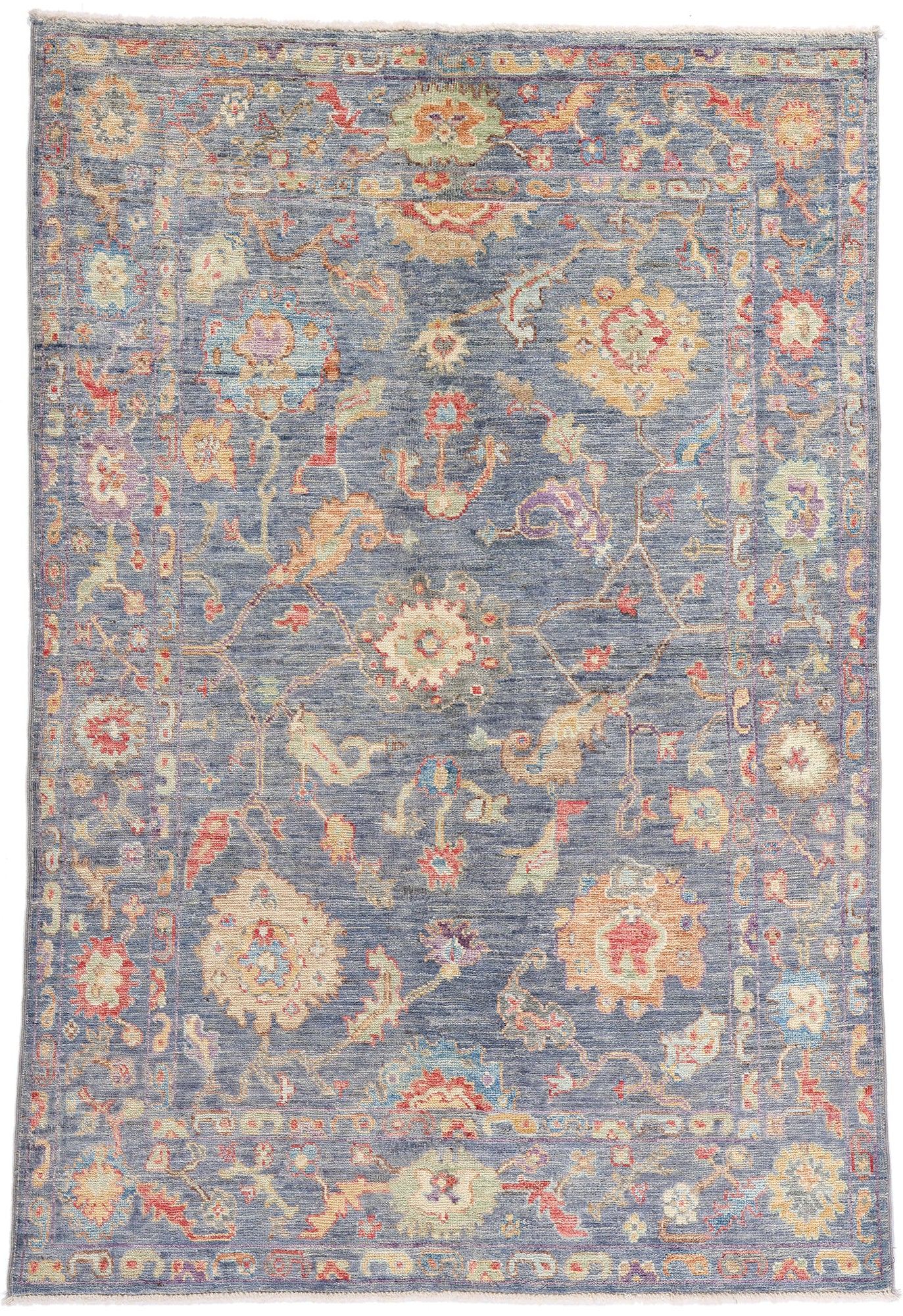 5 x 7 Modern Colorful Blue Oushak Rug 80972