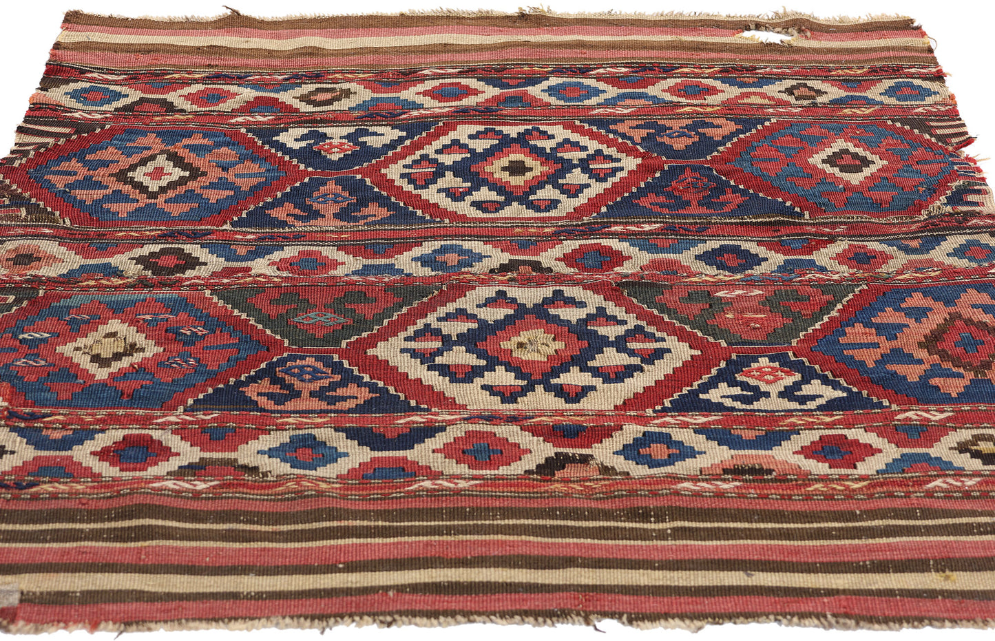 3 x 3 Antique-Worn Caucasian Shirvan Kilim Rug 78997