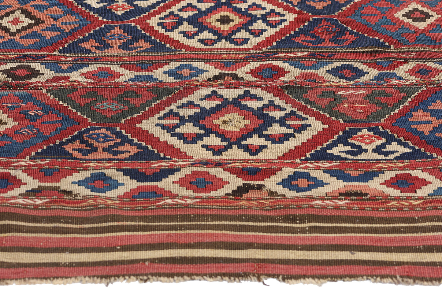 3 x 3 Antique-Worn Caucasian Shirvan Kilim Rug 78997