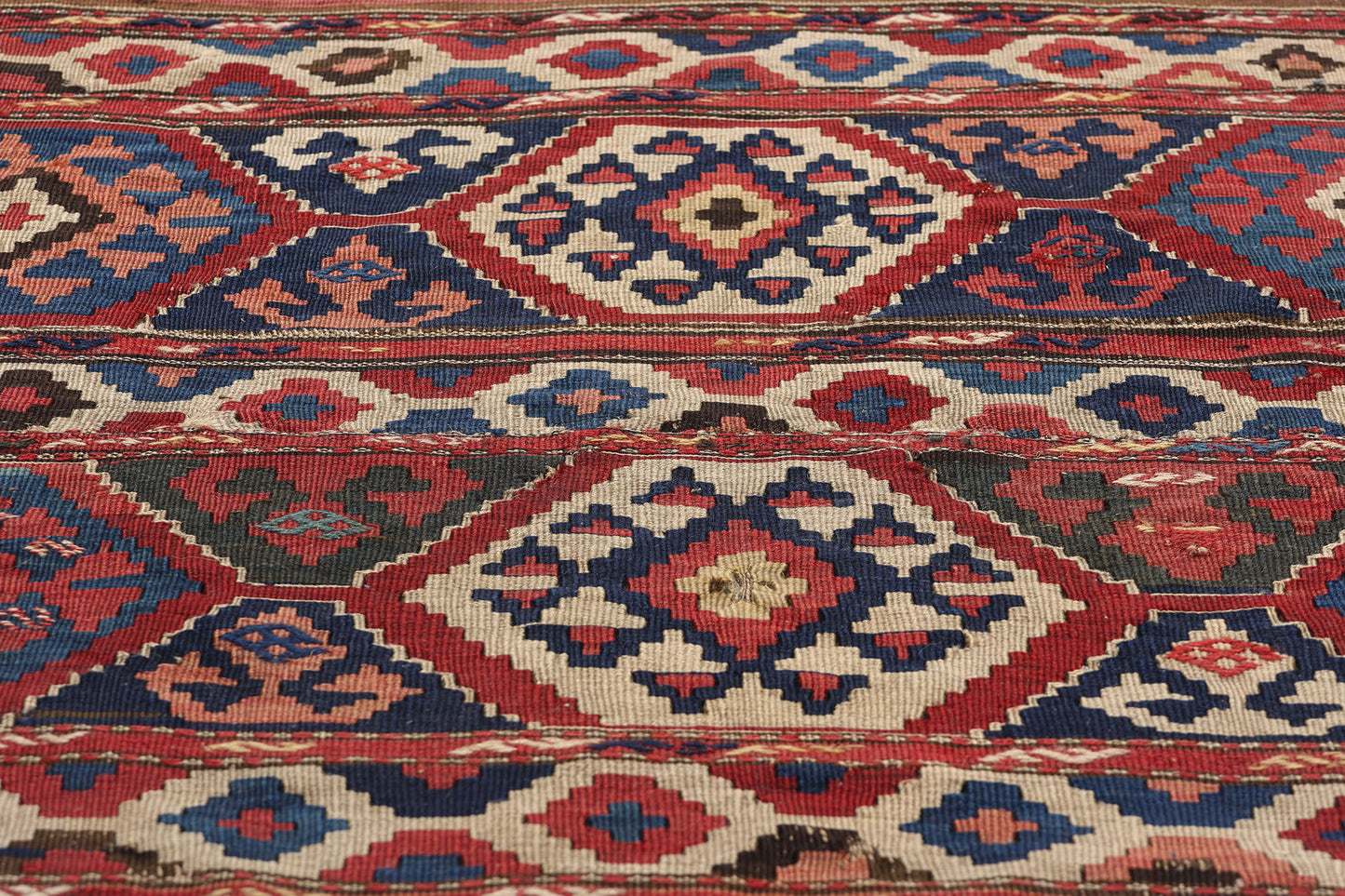 3 x 3 Antique-Worn Caucasian Shirvan Kilim Rug 78997