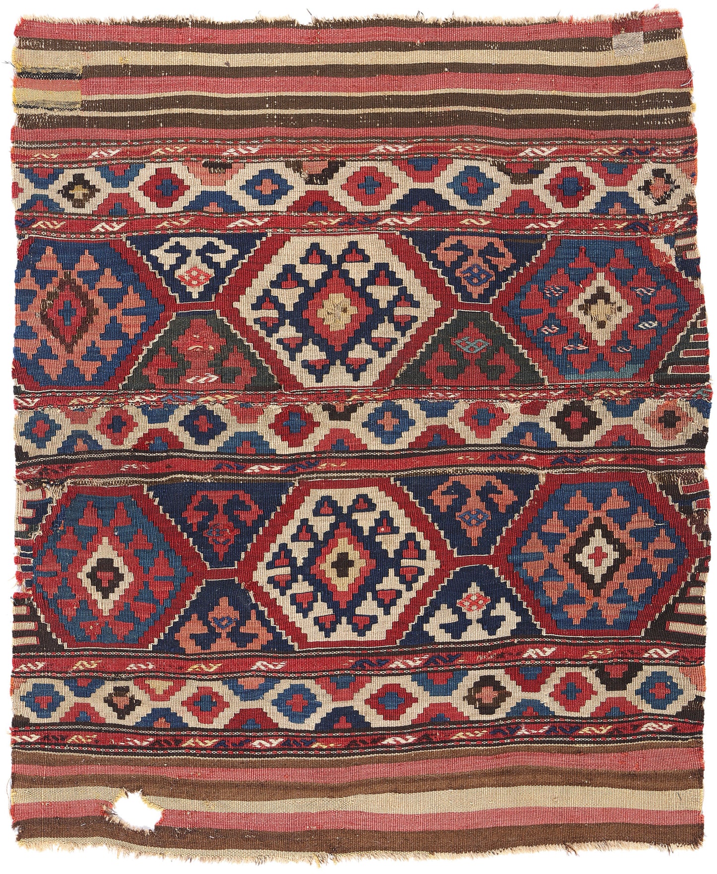 3 x 3 Antique-Worn Caucasian Shirvan Kilim Rug 78997